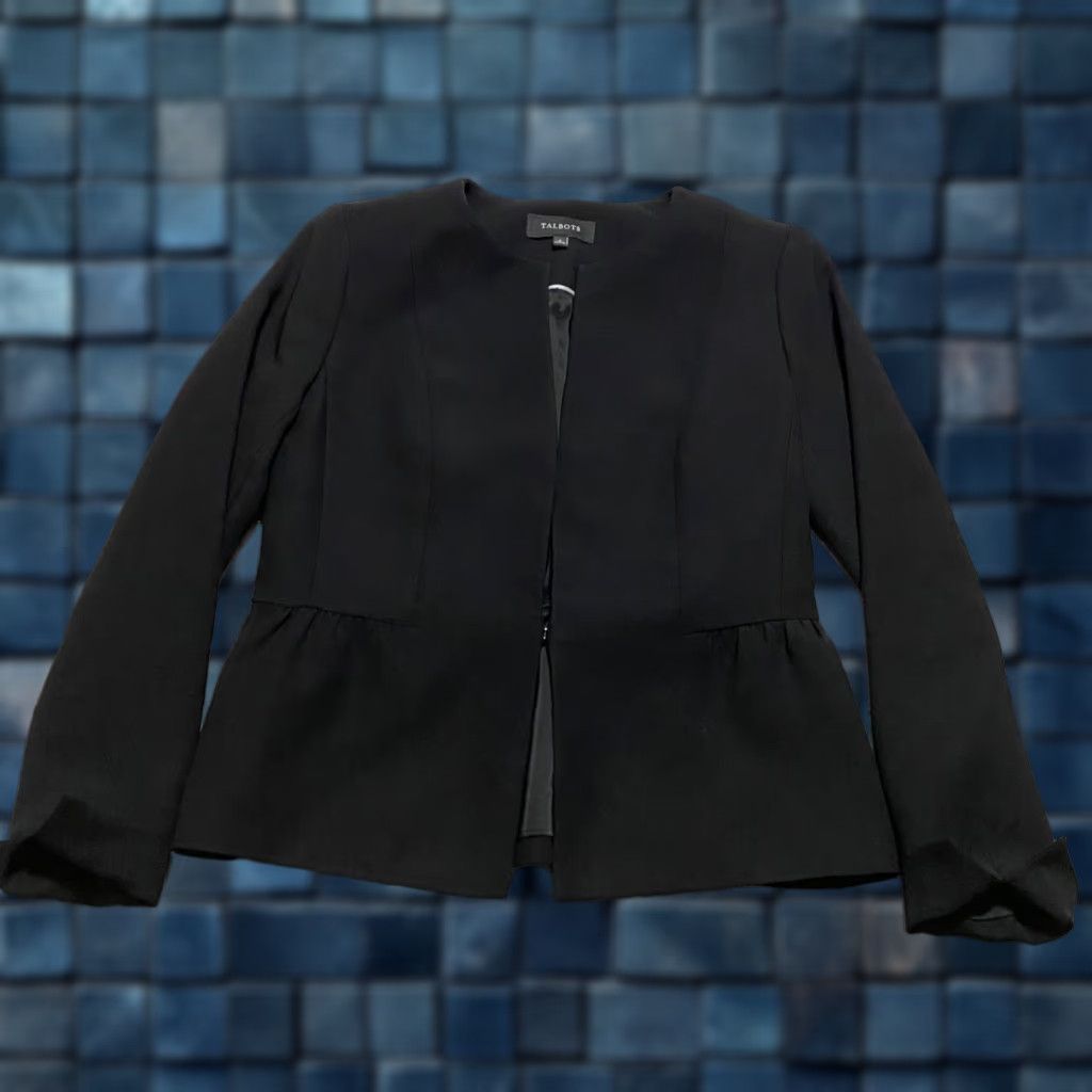 Talbots Talbots Blazer Woman Regular Size 2 Black Lined Short Jacket Pockets Classic Preppy Vintage: No Size XS / US 0-2 / IT 36-38 - 1 Thumbnail