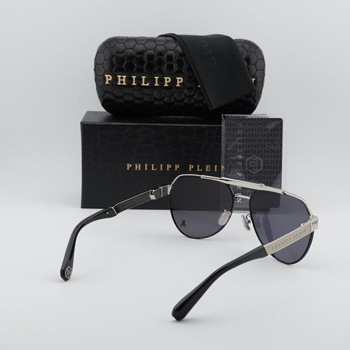 Philipp Plein Philipp Plein SPP073M 0583 Sunglasses Palladium Aviator Fram Size ONE SIZE - 11 Thumbnail