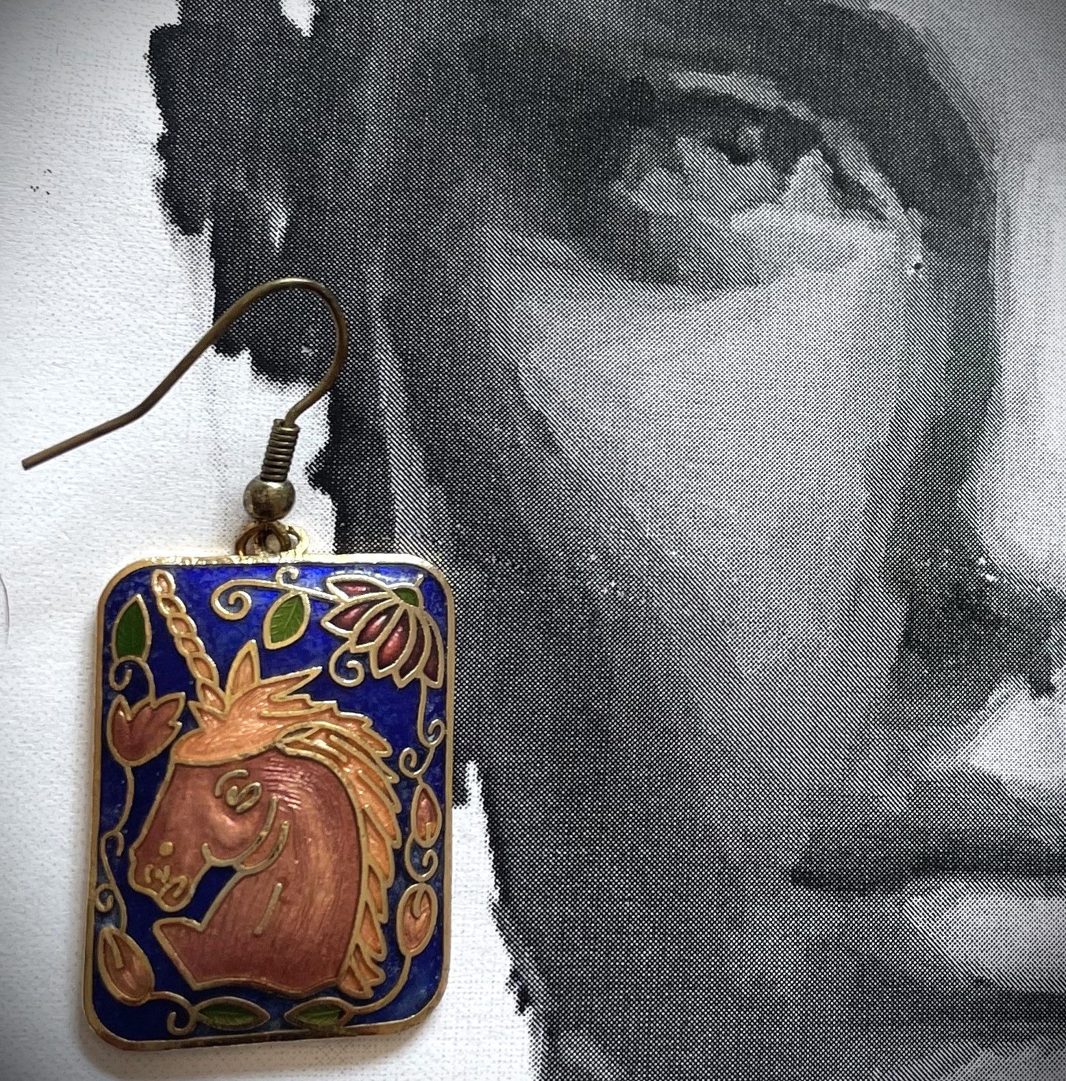Other Vintage Cloisonné Unicorn Earrings Enamel, Fantasy Vibes Size ONE SIZE - 1 Thumbnail