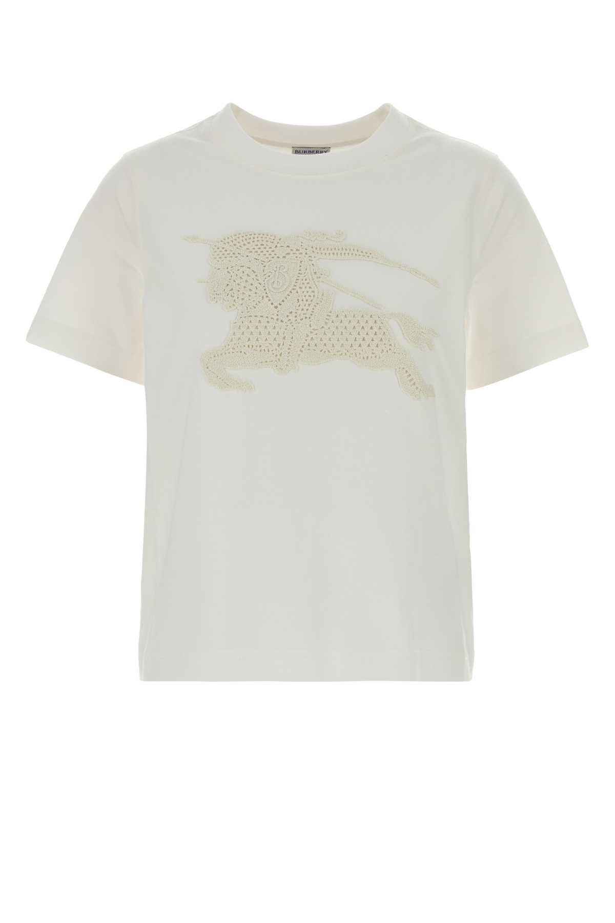 Burberry White Cotton T-Shirt Size S / US 4 / IT 40 - 1 Thumbnail