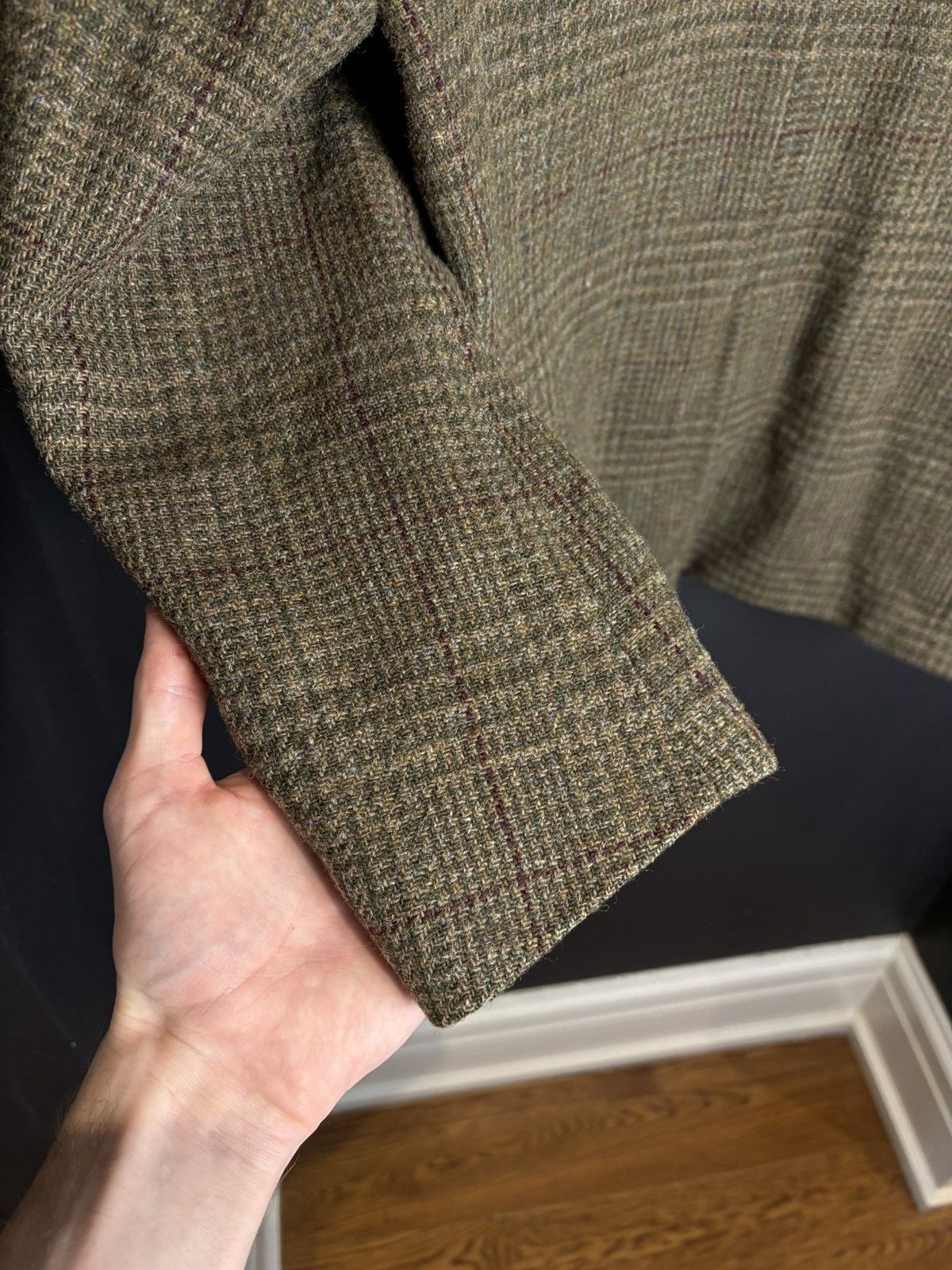 Harris Tweed × Polo Ralph Lauren × Vintage Vintage Polo Ralph Lauren Blazer Vintage Tweed Wool Plaid Size 44R - 11 Thumbnail