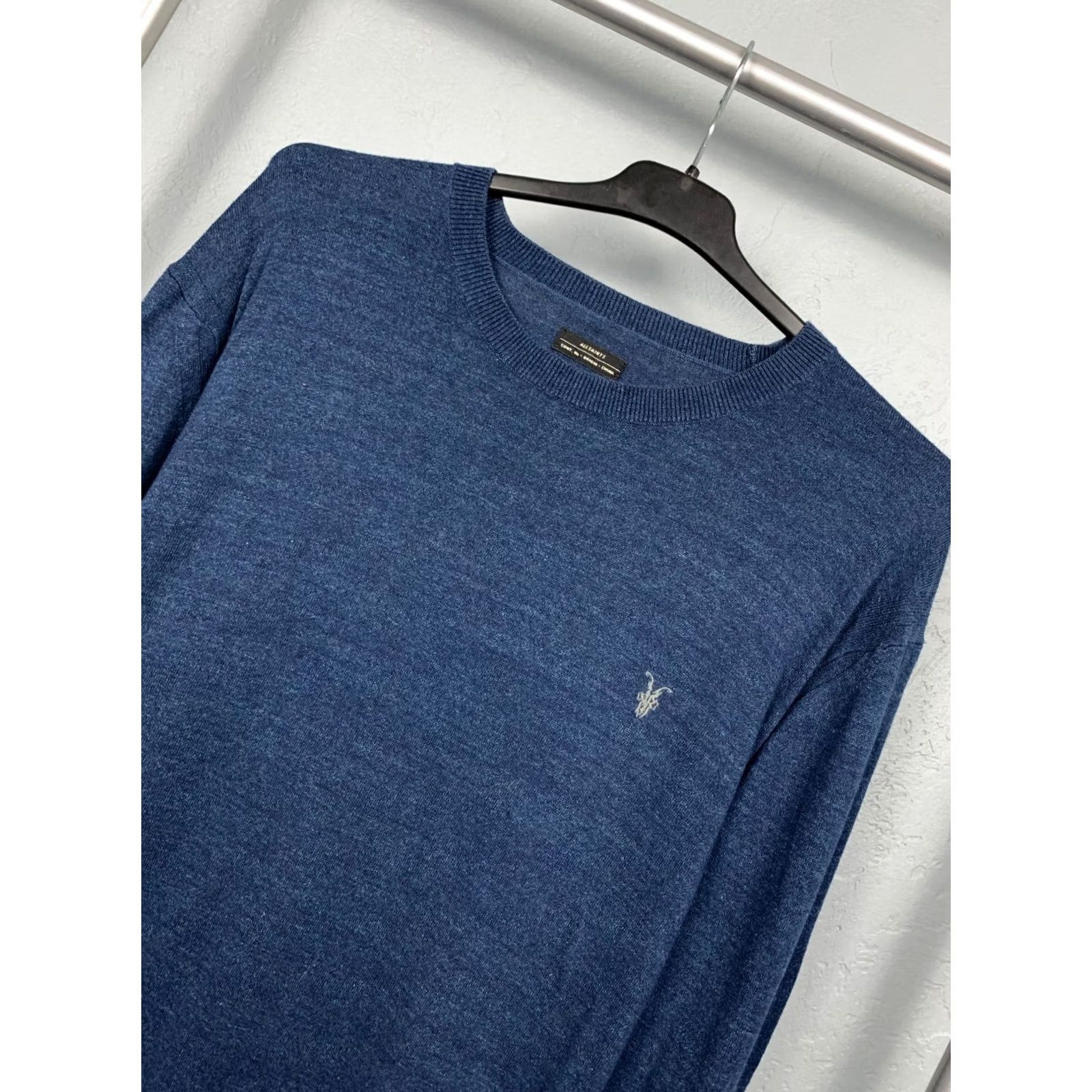 Allsaints Allsaints Vintage Mens Crew Neck Knit Sweater XL Blue Crew Neck Pullover Knit Cotton Sweater Mens XL Blue Size US XL / EU 56 / 4 - 2 Thumbnail