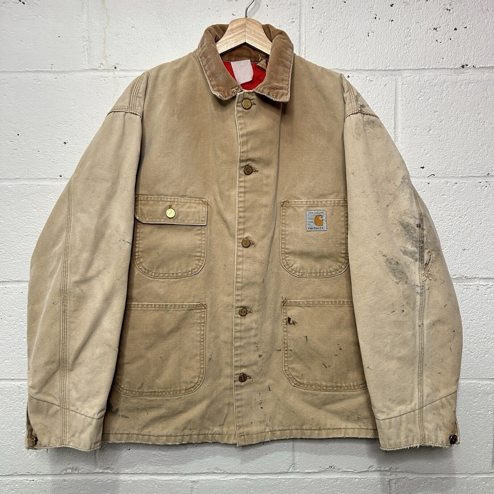 ジャケット・アウター Carhartt 100th Anniversary Chore Coat Vintage Carhartt 100 Years 1989 Canvas Jacket Mens 50