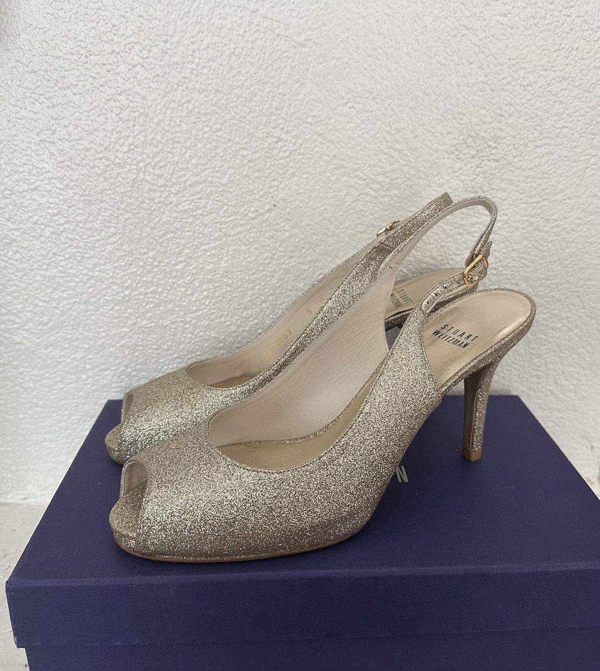 Stuart Weitzman Stuart Weitzman Mini Glitter Slingbacks Size US 9 / IT 39 - 3 Thumbnail