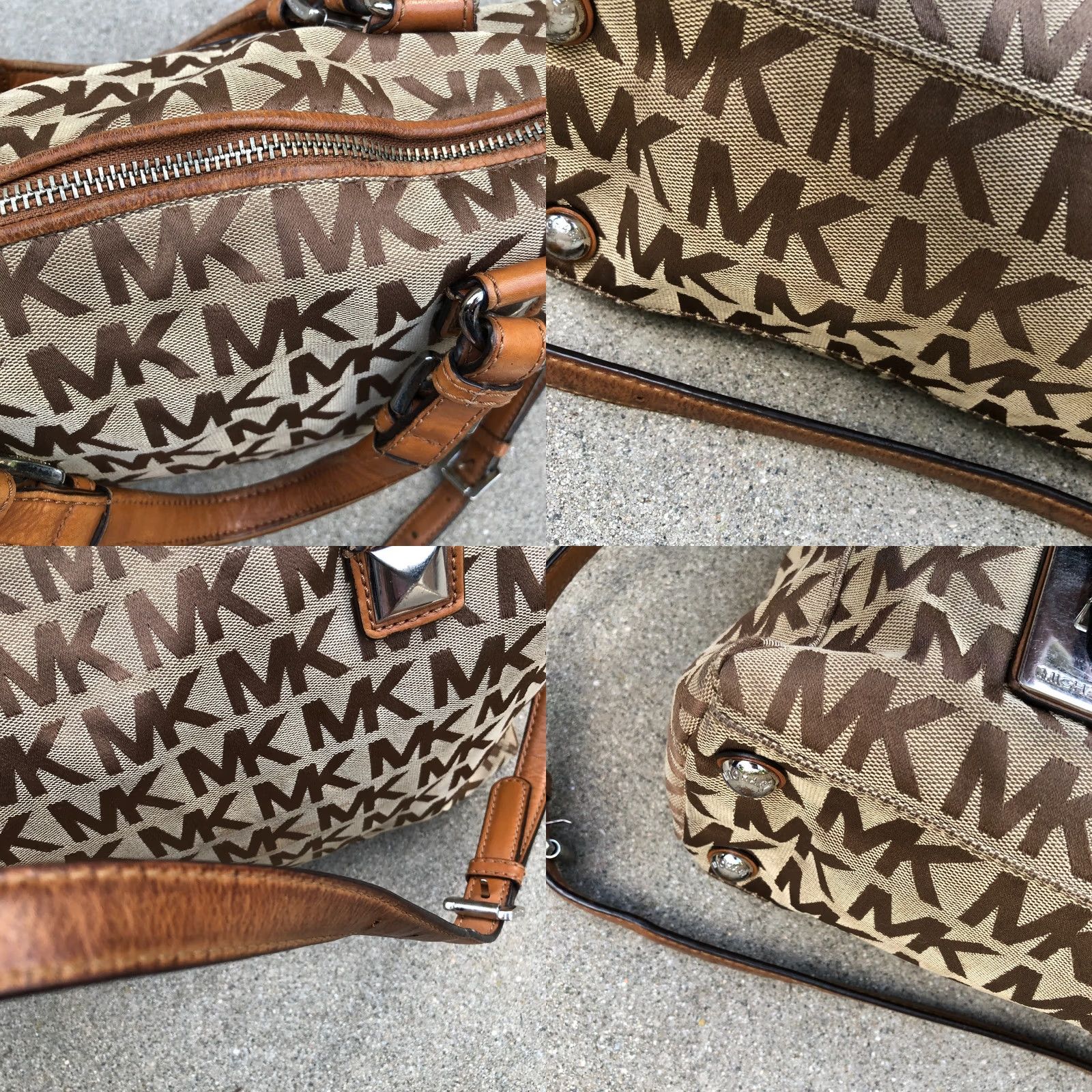 Michael Kors Michael Kors Bedford Crossbody Bag Canvas Leather Purse Brown Zipper Dome Monogram Women Large Size ONE SIZE - 9 Thumbnail