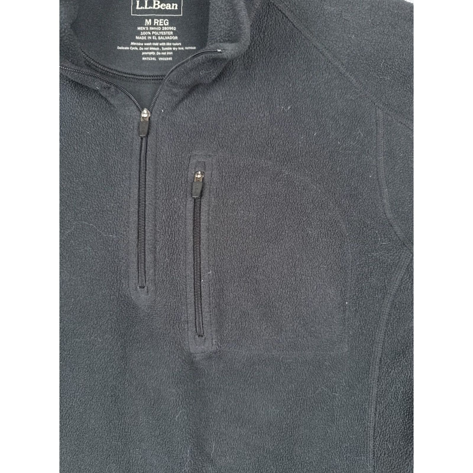 Vintage L.L. Bean Sweater Women Medium Black Long Sleeve 1/4 Zip Fleece Poly Pullover Hike Size M / US 6-8 / IT 42-44 - 6 Thumbnail