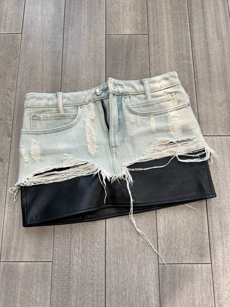 Alexander Wang Alexander Wang Denim Leather Patchwork Skirt- Size 26" / US 2 / IT 38 - 1 Thumbnail