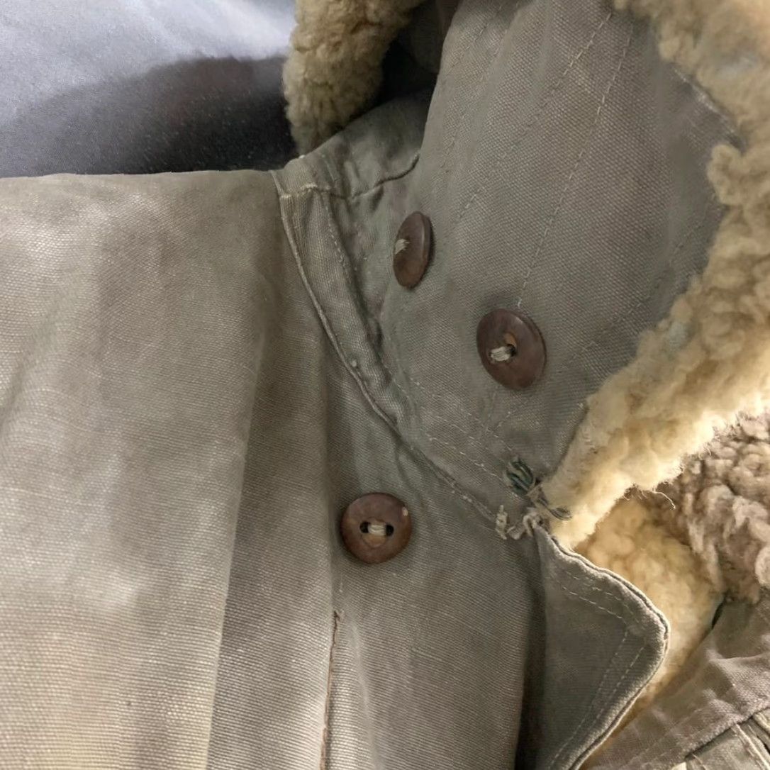 Vintage VINTAGE Swedish Army M1909 40s Sheepskin Coat Gray Khaki XL Mens Coat Military Jacket Size US XL / EU 56 / 4 - 7 Thumbnail