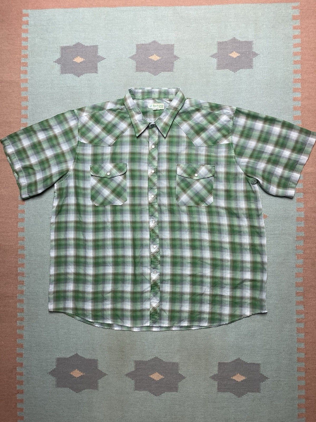 Vintage Vintage 80s Pearl snap shirt shadow plaid lightweight XXL Size US XXL / EU 58 / 5 - 1 Thumbnail