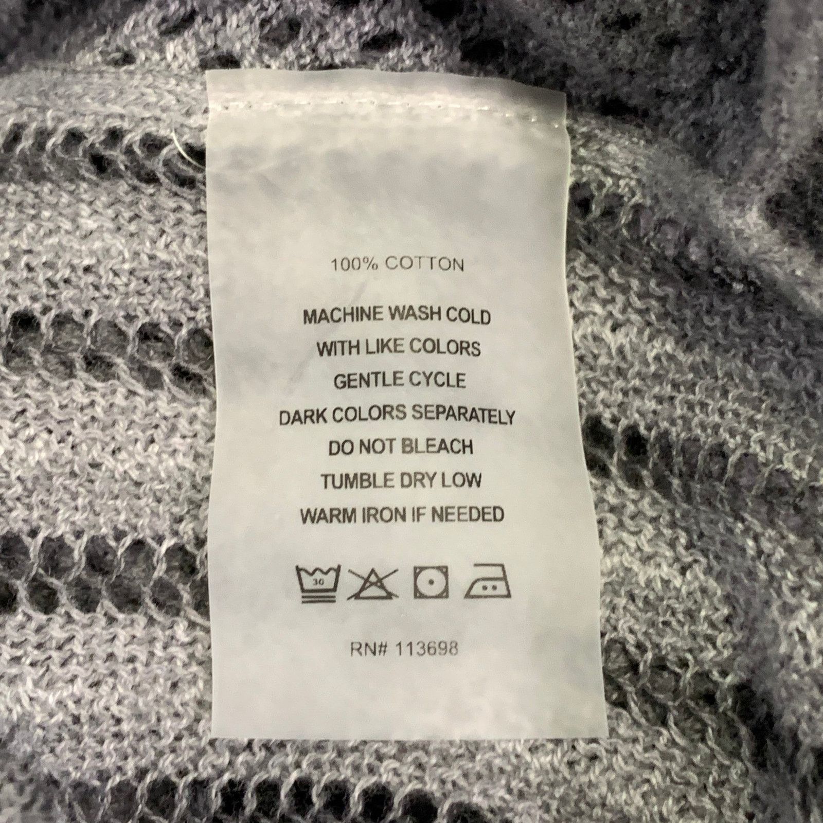 Other M Grey Cotton Waffle Knit Long Sleeve Casual Top Size M / US 6-8 / IT 42-44 - 6 Thumbnail