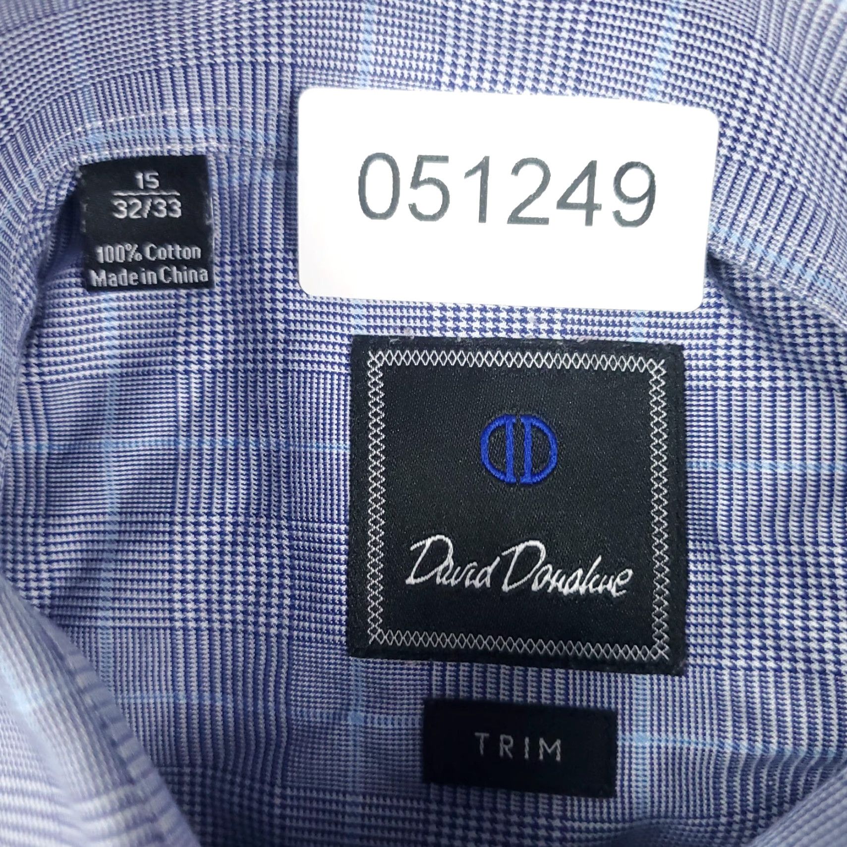 David Donahue David Donahue Dress Shirt Men's Size 15 Blue Plaid Long Sleeve Button-Up Regular Fit Size 40R - 6 Thumbnail