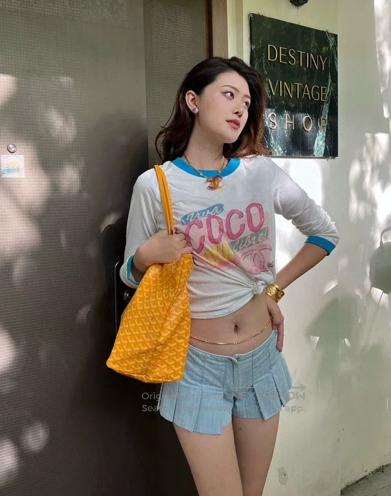 Chanel Chanel Blue and white colour block coco print short sleeve Size S / US 4 / IT 40 - 7 Thumbnail