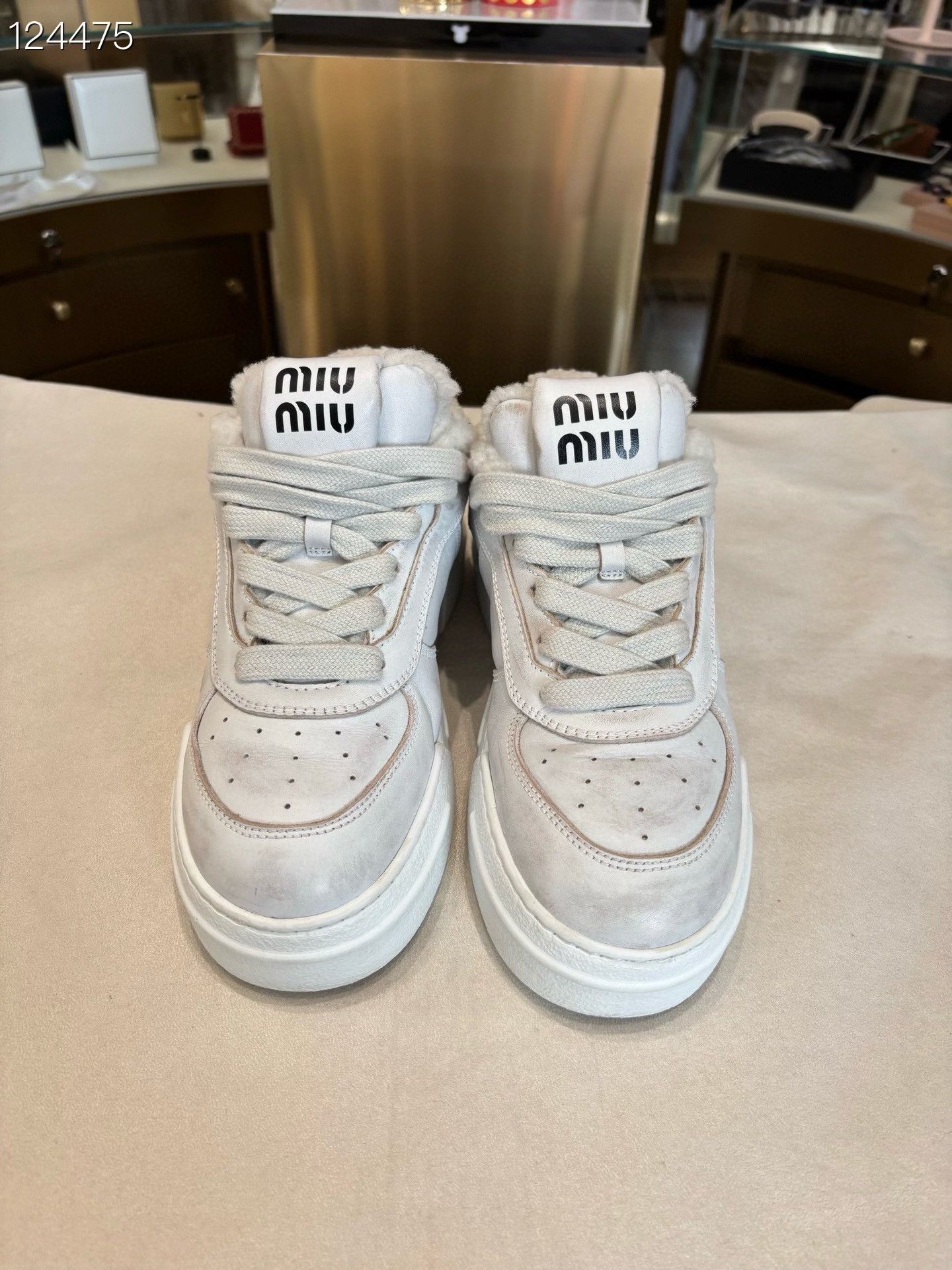 Miu Miu Miu Miu Leather Lace-Up Sneakers Size US 6.5 / IT 36.5 - 1 Thumbnail