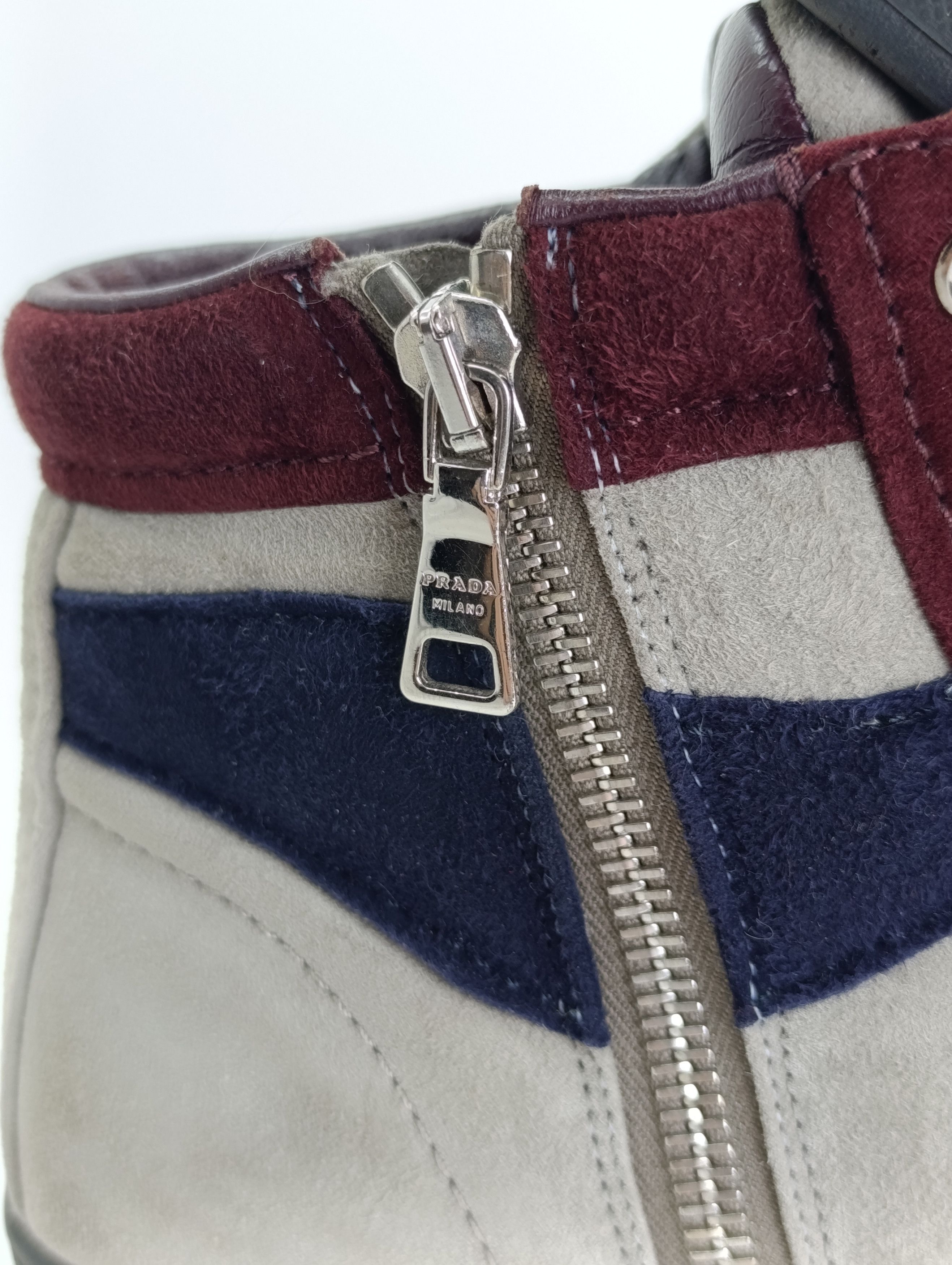 Prada PRADA WOMENS SUEDE ANKLE BOOTS LACE UP HIGH-TOP SNEAKERS Size US 7.5 / IT 37.5 - 10 Thumbnail