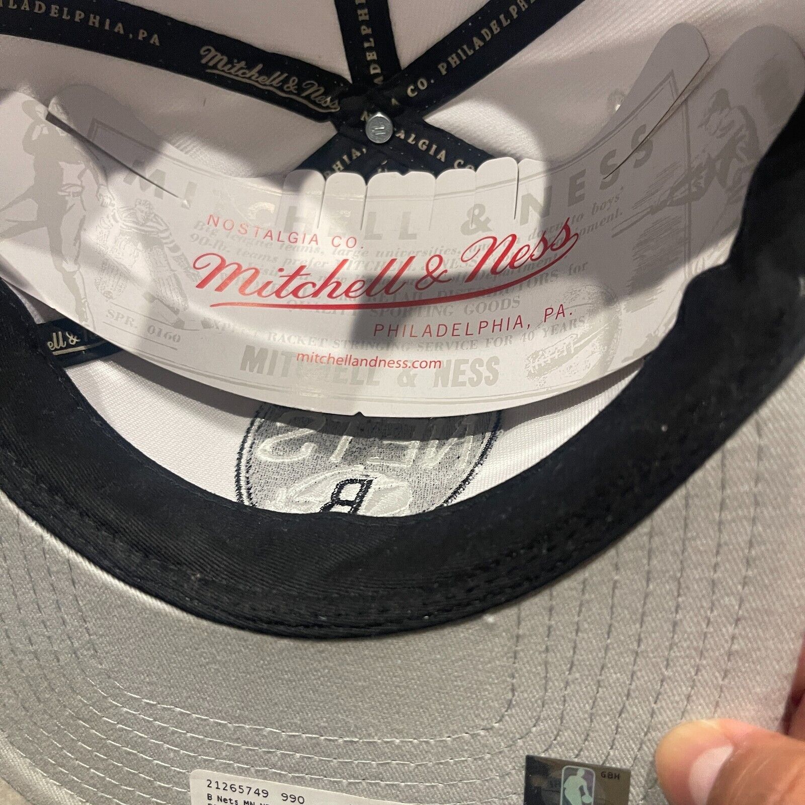 Mitchell & Ness Brooklyn Nets NBA Mitchell & Ness Snapback Hat Cap White Gra Size ONE SIZE - 8 Thumbnail