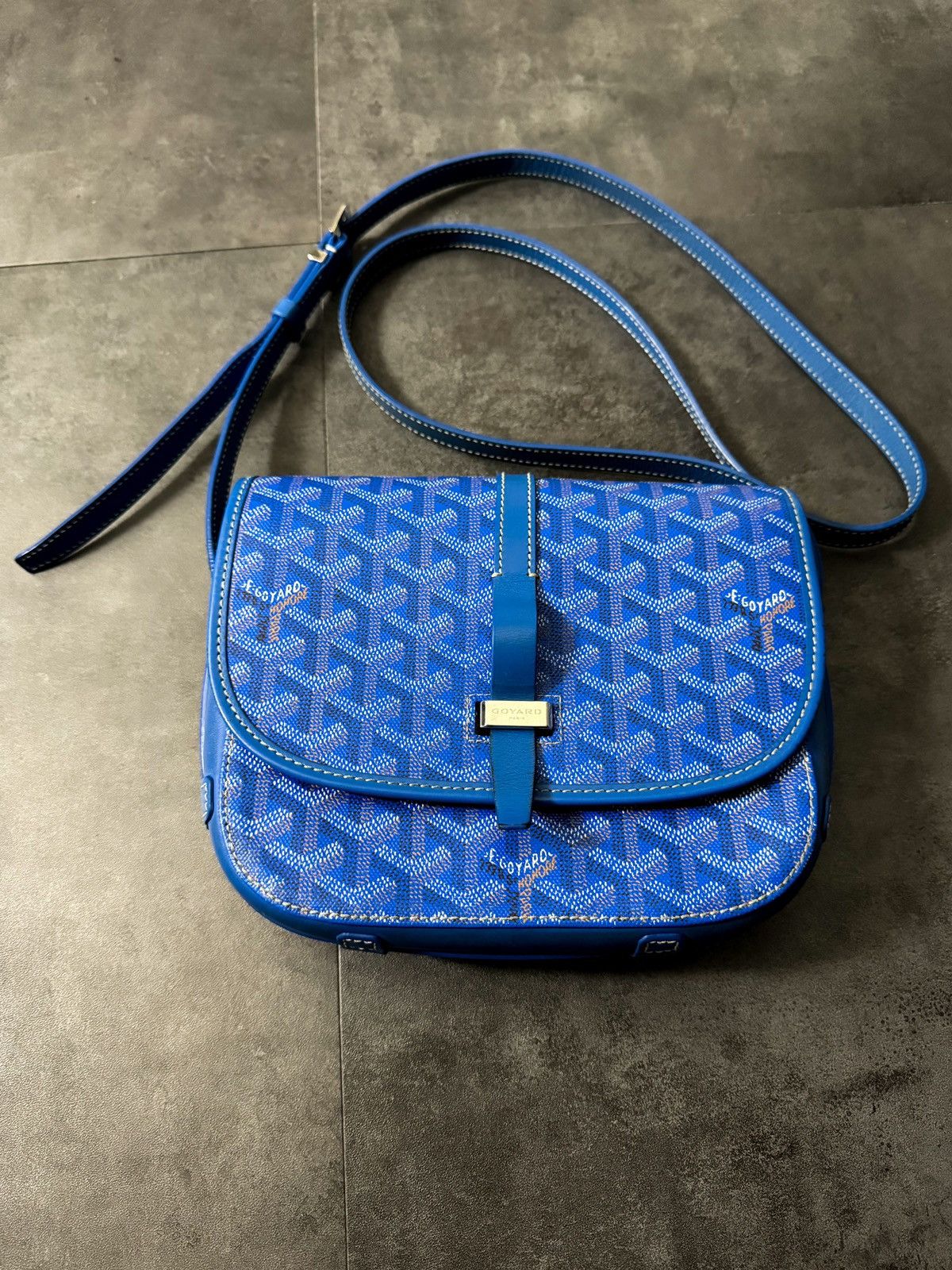 image of Goyard Blue Belvedere Pm in Bleu, Men's