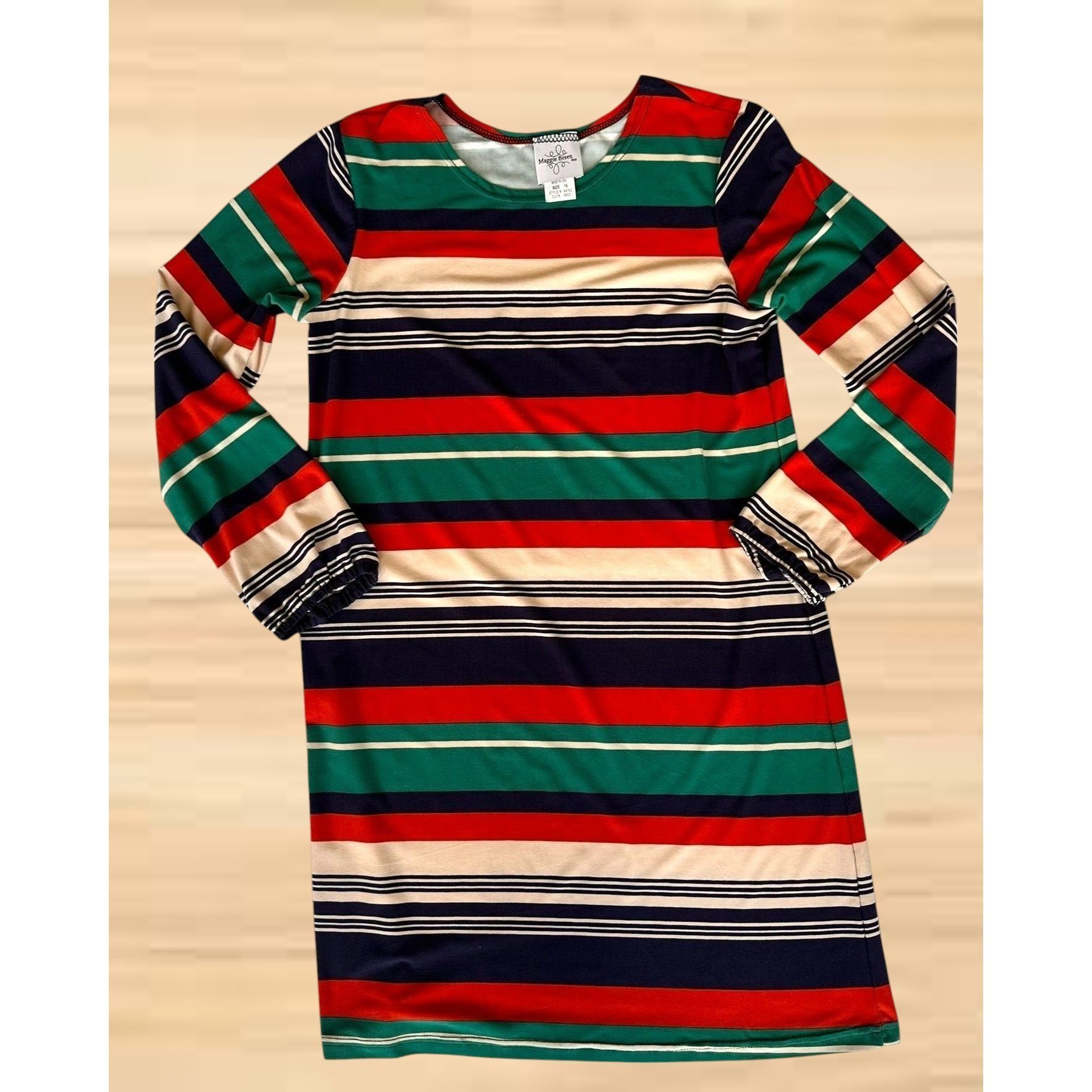 Vintage Vintage Maggie Breen Too Girls Dress 16 Striped Long Sleeve Size XXL / US 16-18 / IT 52-54 - 3 Thumbnail