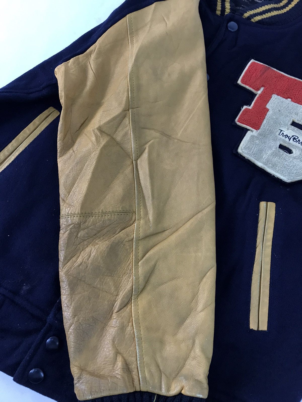 Leather 90s Troy Bros California Varsity Jacket Leather Sleeve Size US S / EU 44-46 / 1 - 14 Thumbnail