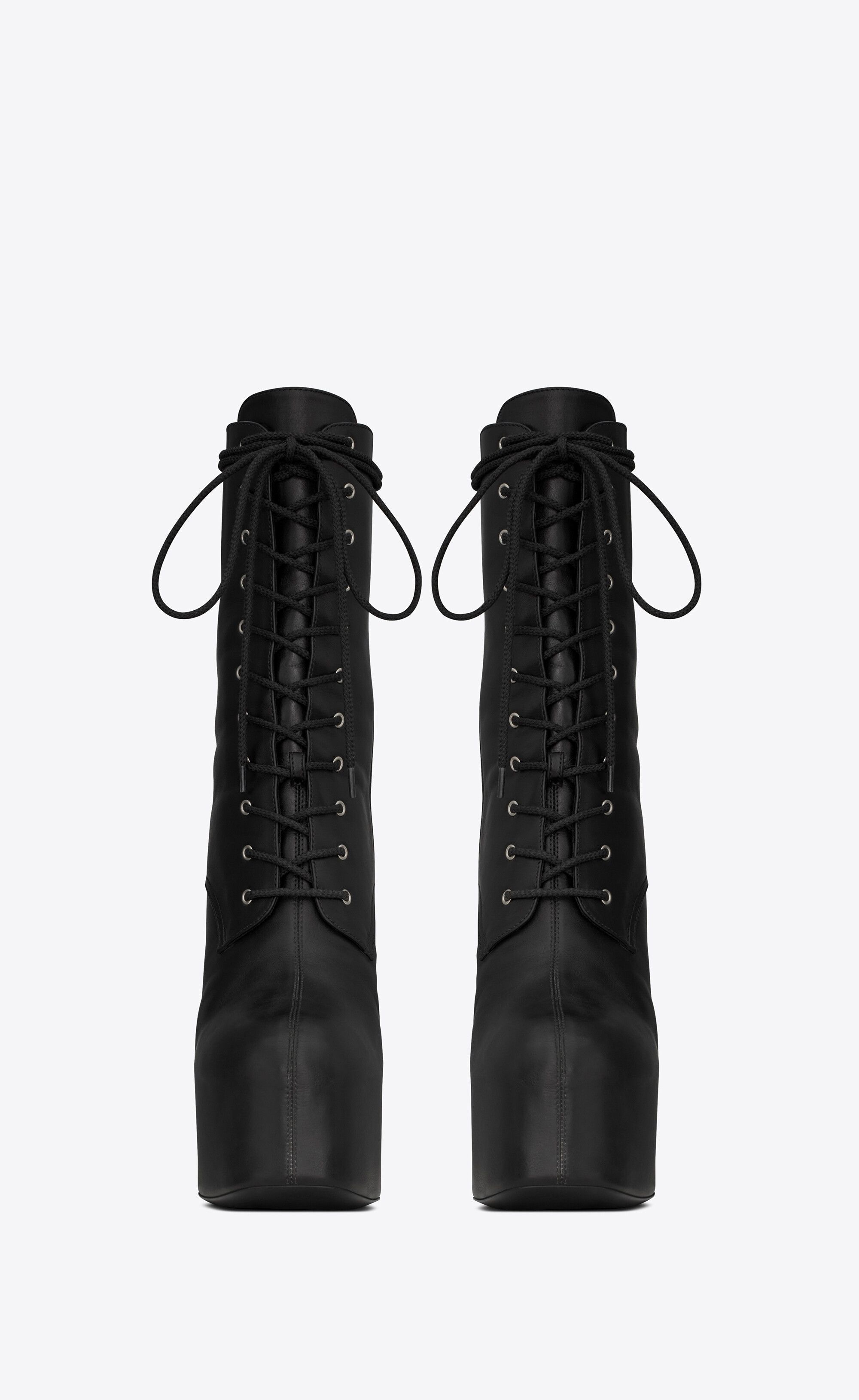 Saint Laurent Paris o1bcso1str0125 Cherry Lace Up Platform Booties in Black Size US 9 / IT 39 - 4 Thumbnail