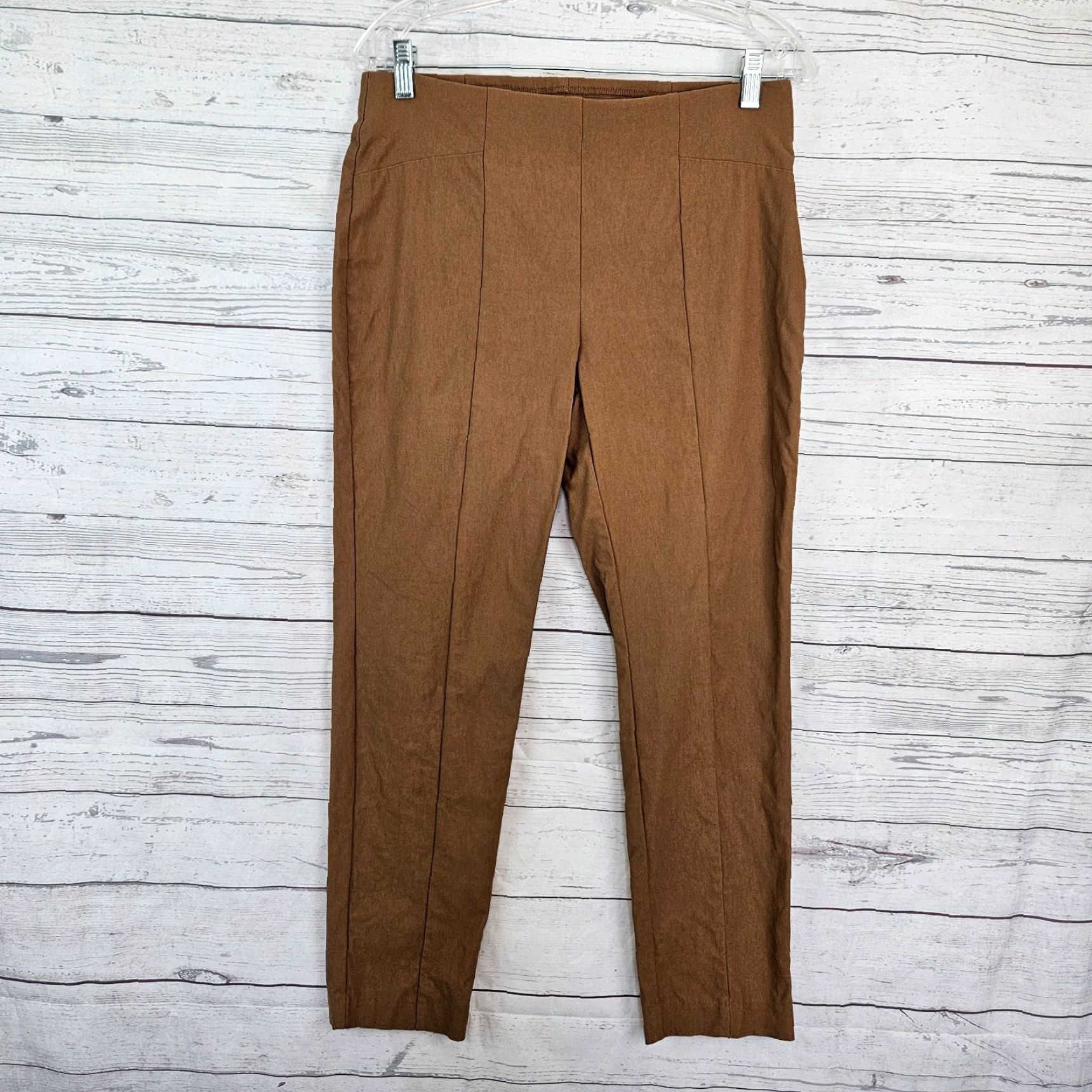 Vintage VINTAGE Ultra Slimming by Chico's Womens Ankle Pants Sz 6 Brown Pull On Mid Rise? Size 28" / US 6 / IT 42 - 2 Thumbnail