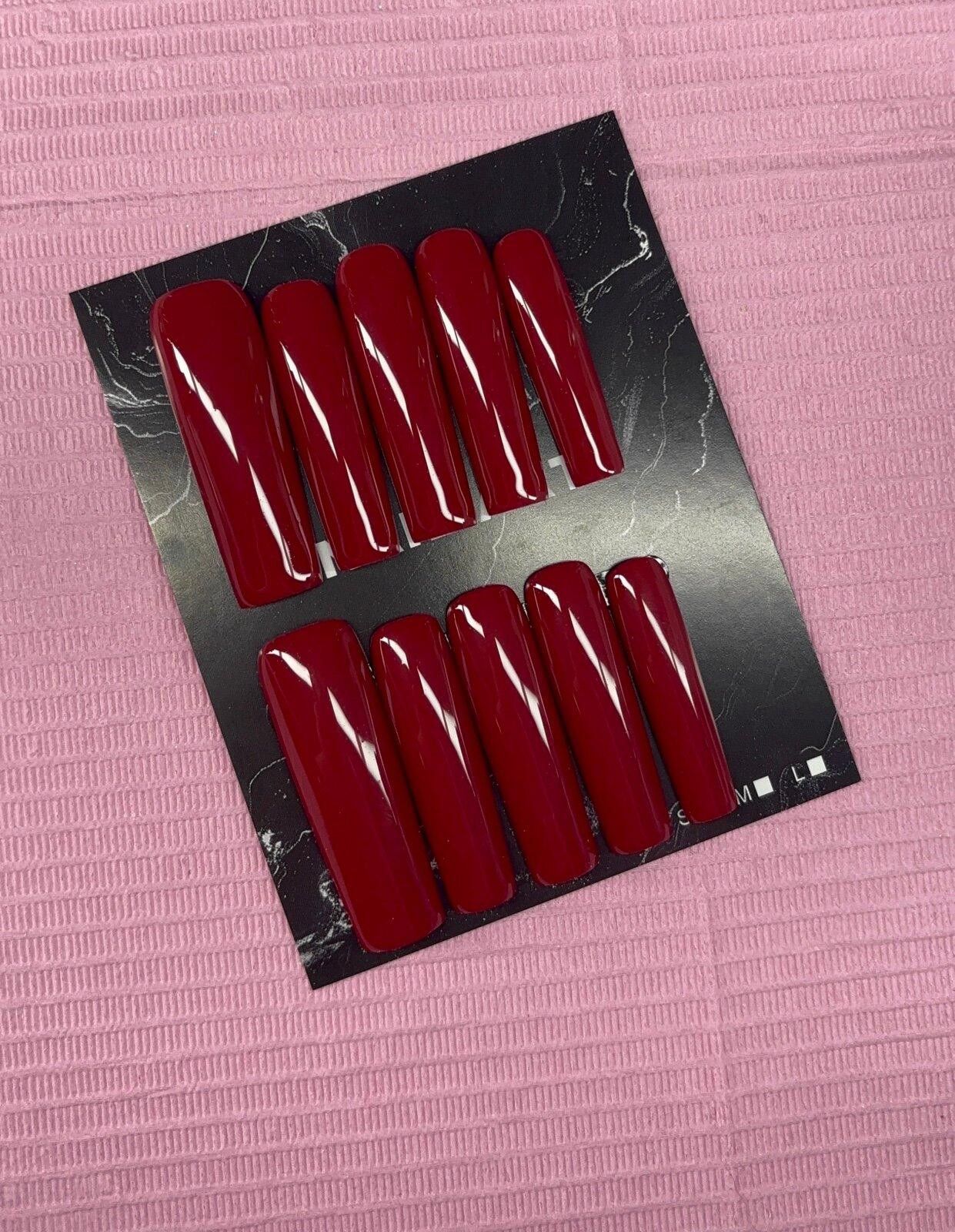 Handmade Extra long square Press on nails solid color builder gel Size ONE SIZE - 3 Thumbnail