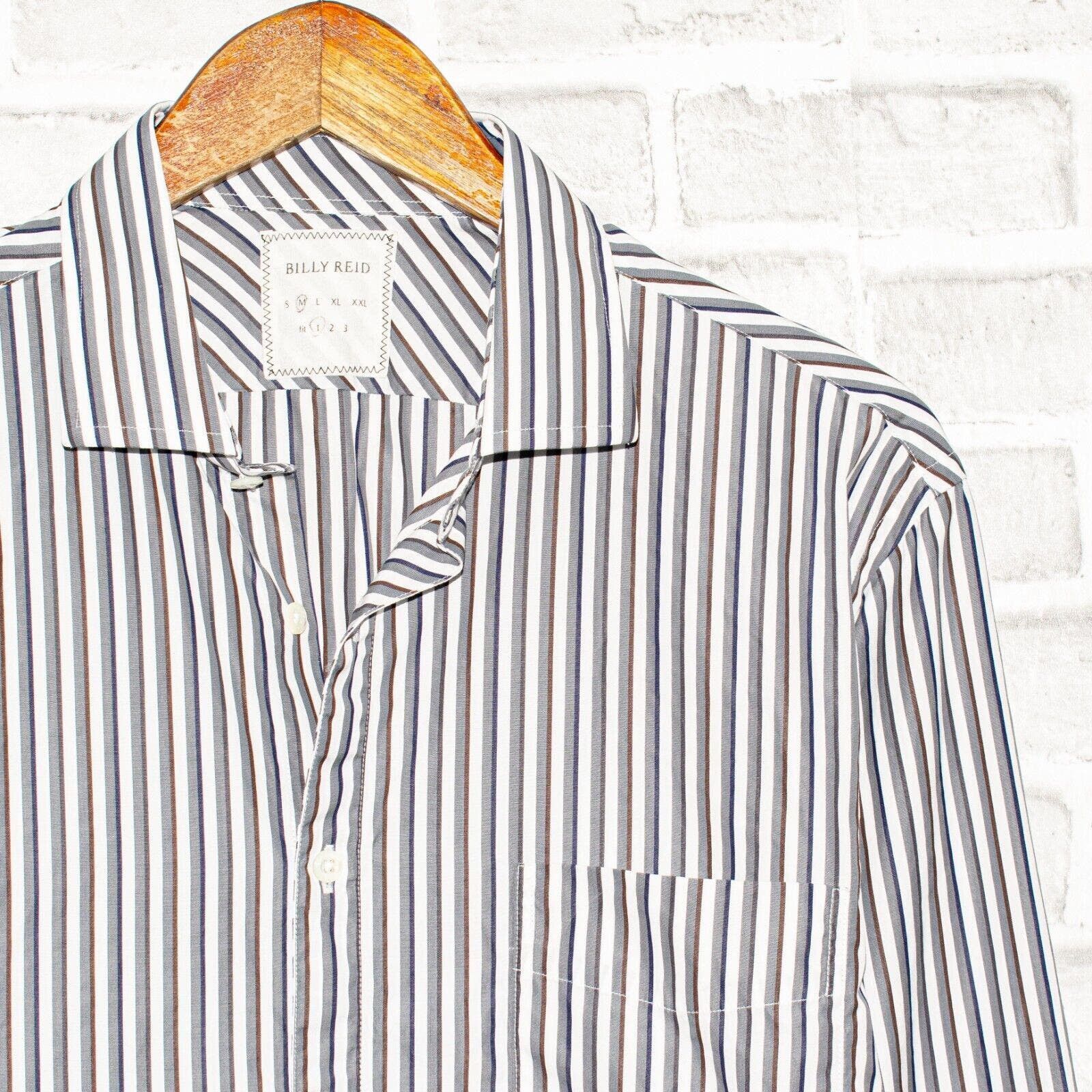 Billy Reid BILLY REID Fit 1 Slim Button up Shirt Gray Striped