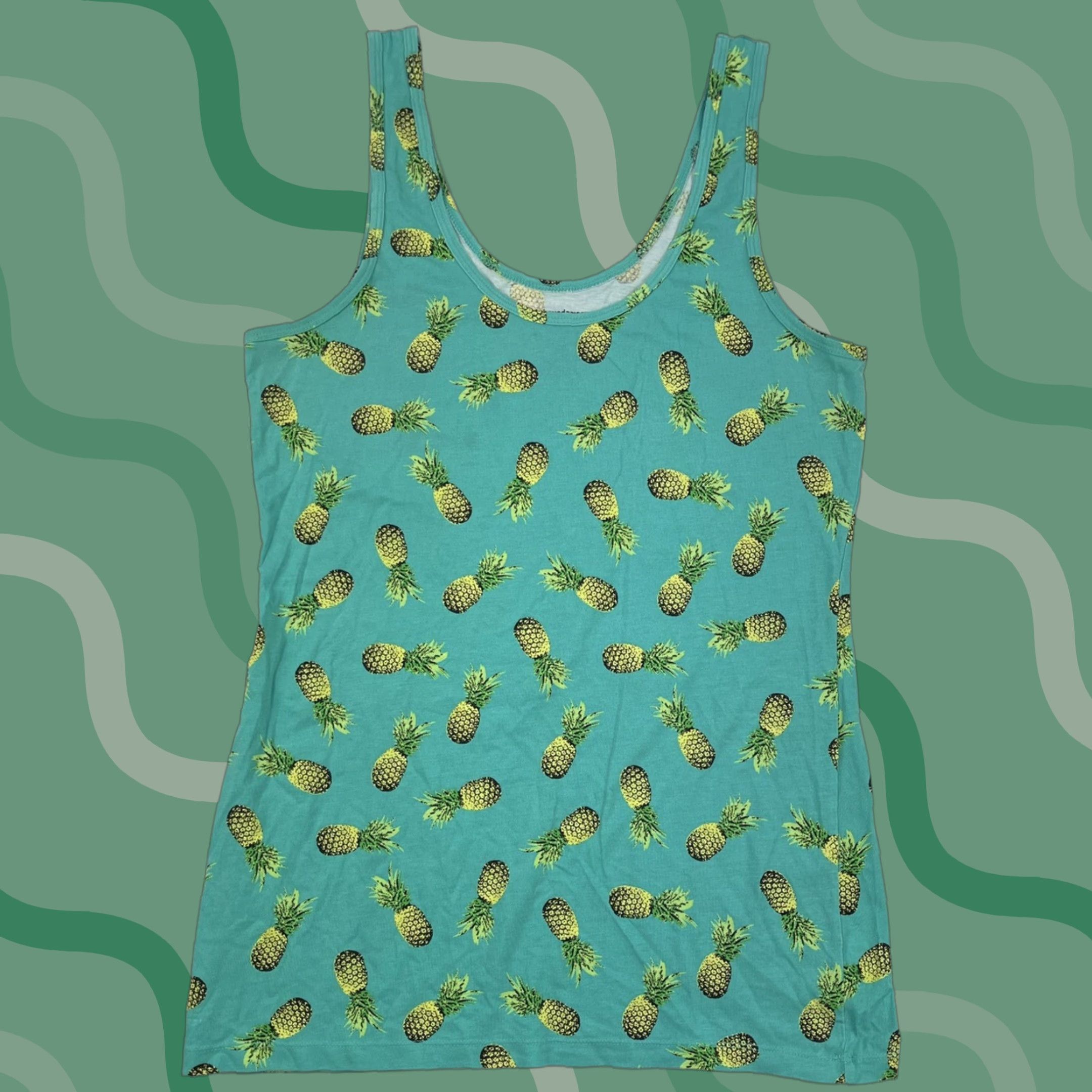 Vintage No Boundaries Tank Top Teal Beach Sleeveless Shirt XL Juniors Teens Cotton Blend Floral Logo Pattern Tank Size XL / US 12-14 / IT 48-50 - 1 Thumbnail