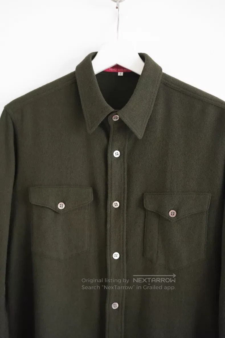 Yohji Yamamoto Yohji Yamamoto Navy Red Label Dark Green Wool Shirt Size US M / EU 48-50 / 2 - 3 Thumbnail