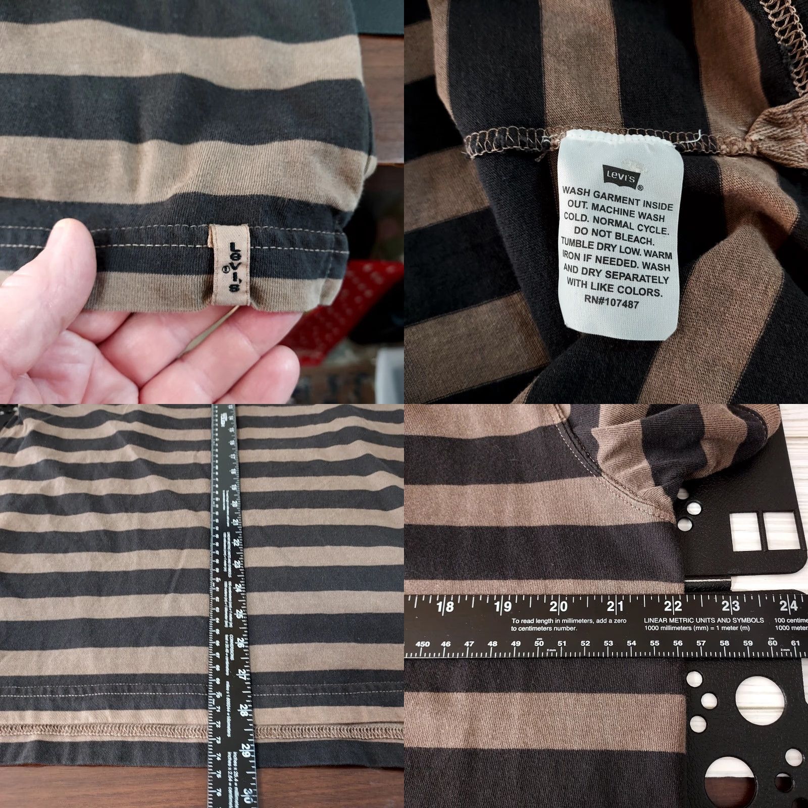Levi's Levi's Polo Shirt Mens XL Brown Striped Short Sleeve Logo Collared Golf Shirt Size US XL / EU 56 / 4 - 8 Thumbnail
