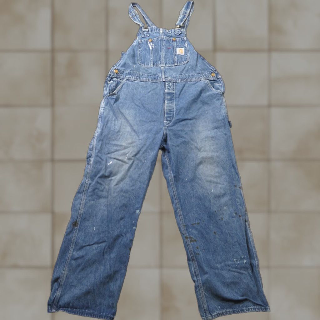 Carhartt VINTAGE Carhartt Bib Overalls Denim Carpenter 40x29 Blue USA Logos 5-Pocket Size US 40 / EU 56 - 1 Thumbnail