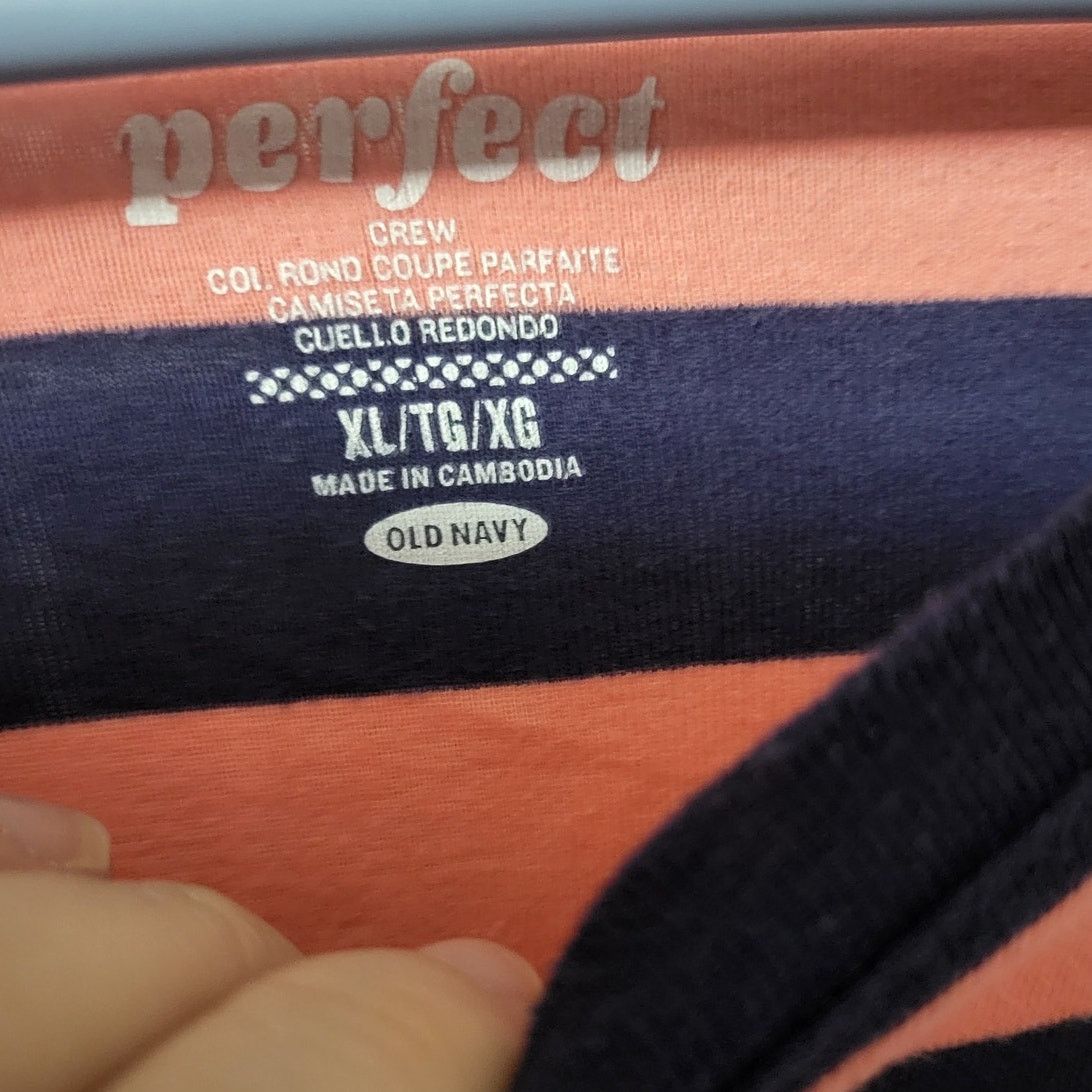 Old Navy Old Navy Coral & Navy Perfect Crew Long Sleeve Shirt - XL Size XL / US 12-14 / IT 48-50 - 3 Thumbnail
