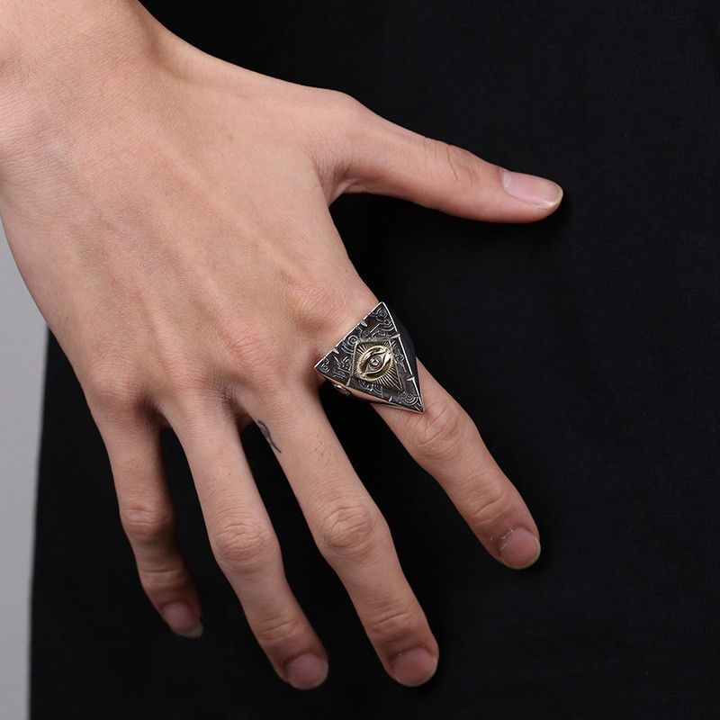 Sterling Silver × Vintage Resizable 925 Sterling Silver God Eye Ring Size ONE SIZE - 2 Thumbnail
