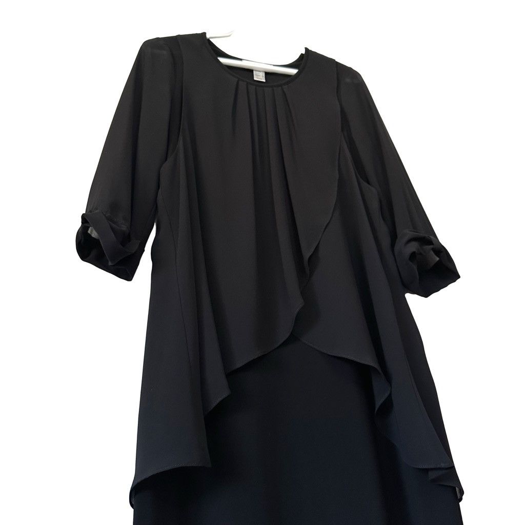 Joseph Ribkoff Joseph Ribkoff Black Chiffon Tiered Overlay Sheath Dress 8 Size M / US 6-8 / IT 42-44 - 5 Thumbnail