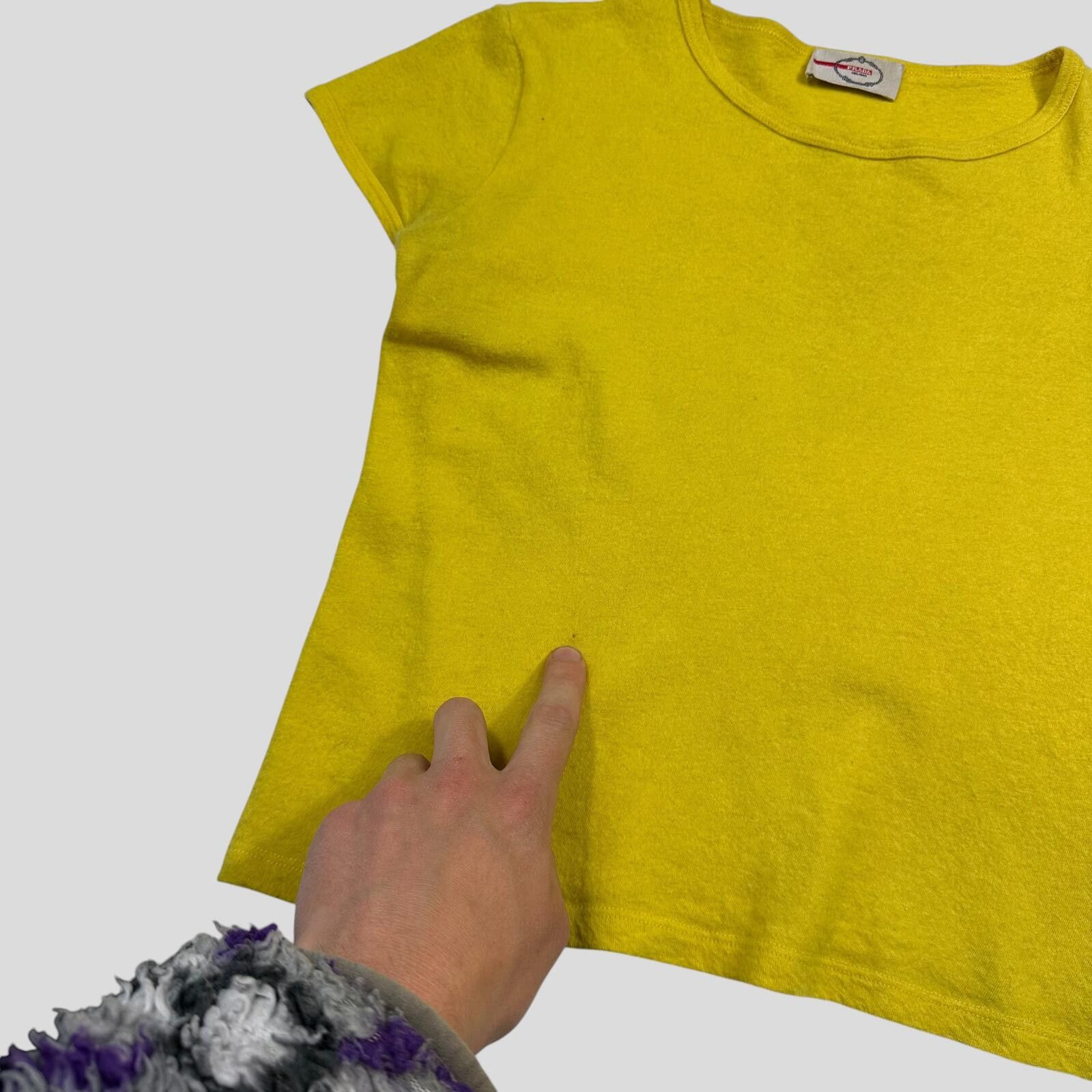 Prada Prada Sport 2013 Yellow Wool Crop Fitted T-shirt - UK8 Size S / US 4 / IT 40 - 3 Thumbnail