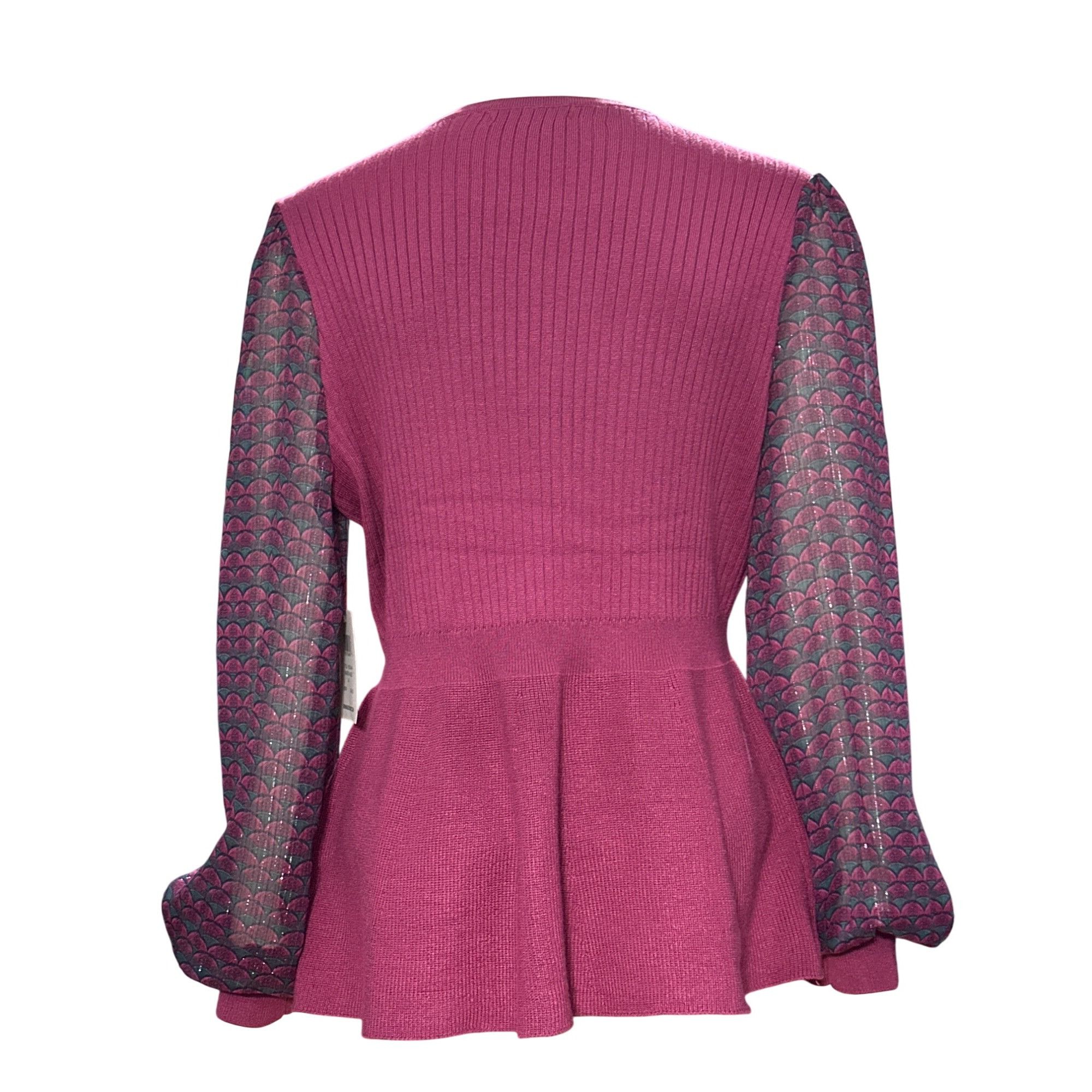 Other 89th Madison NWT Medium Sheer Magenta Haze Knit Peplum Top M Size M / US 6-8 / IT 42-44 - 6 Thumbnail