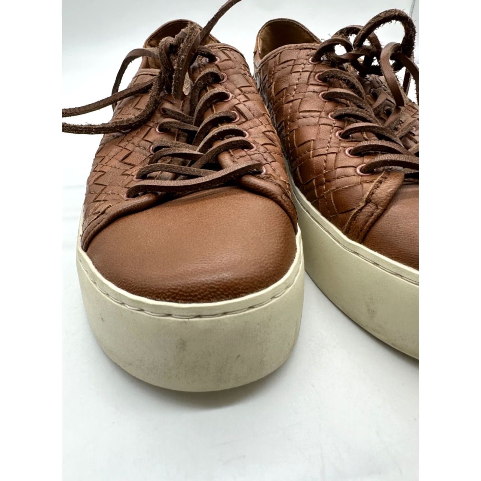 Frye Frye Lena Woven Low Lace Up Sneakers Shoes Brown Leather Size 6 Womens Athletic Sneaker Size US 6 / IT 36 - 2 Thumbnail