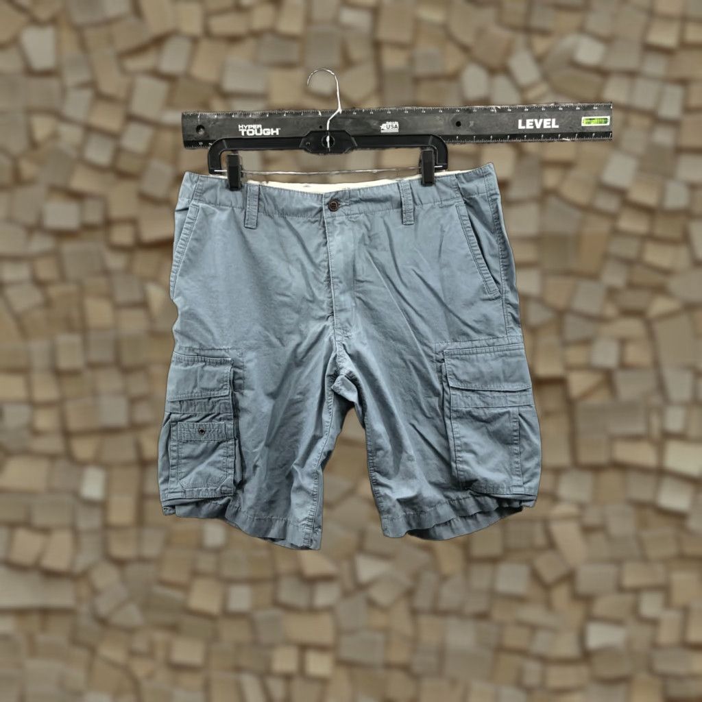 Dockers DOCKERS Cargo Shorts Mens 36 Mid Rise Dark Wash Blue Khaki 5-Pocket Regular Inseam 10in Cotton Blend Knit Image: Logo Casual Summer Spring Fall Mens Size US 36 / EU 52 - 1 Thumbnail