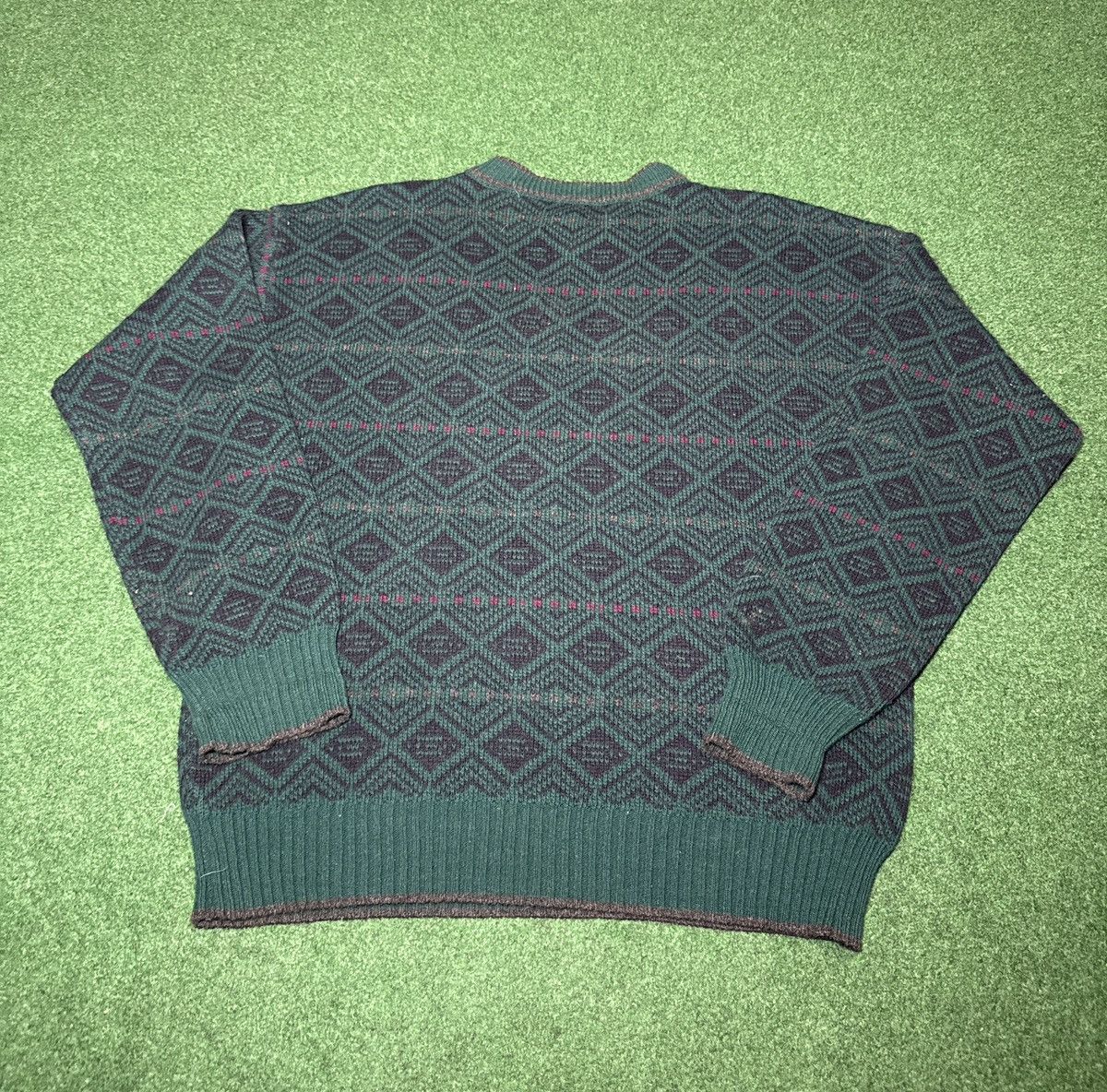 Vintage Vintage 90s Claybrooke Wool Geometric Grandpa L Knit Sweater Size US L / EU 52-54 / 3 - 2 Thumbnail