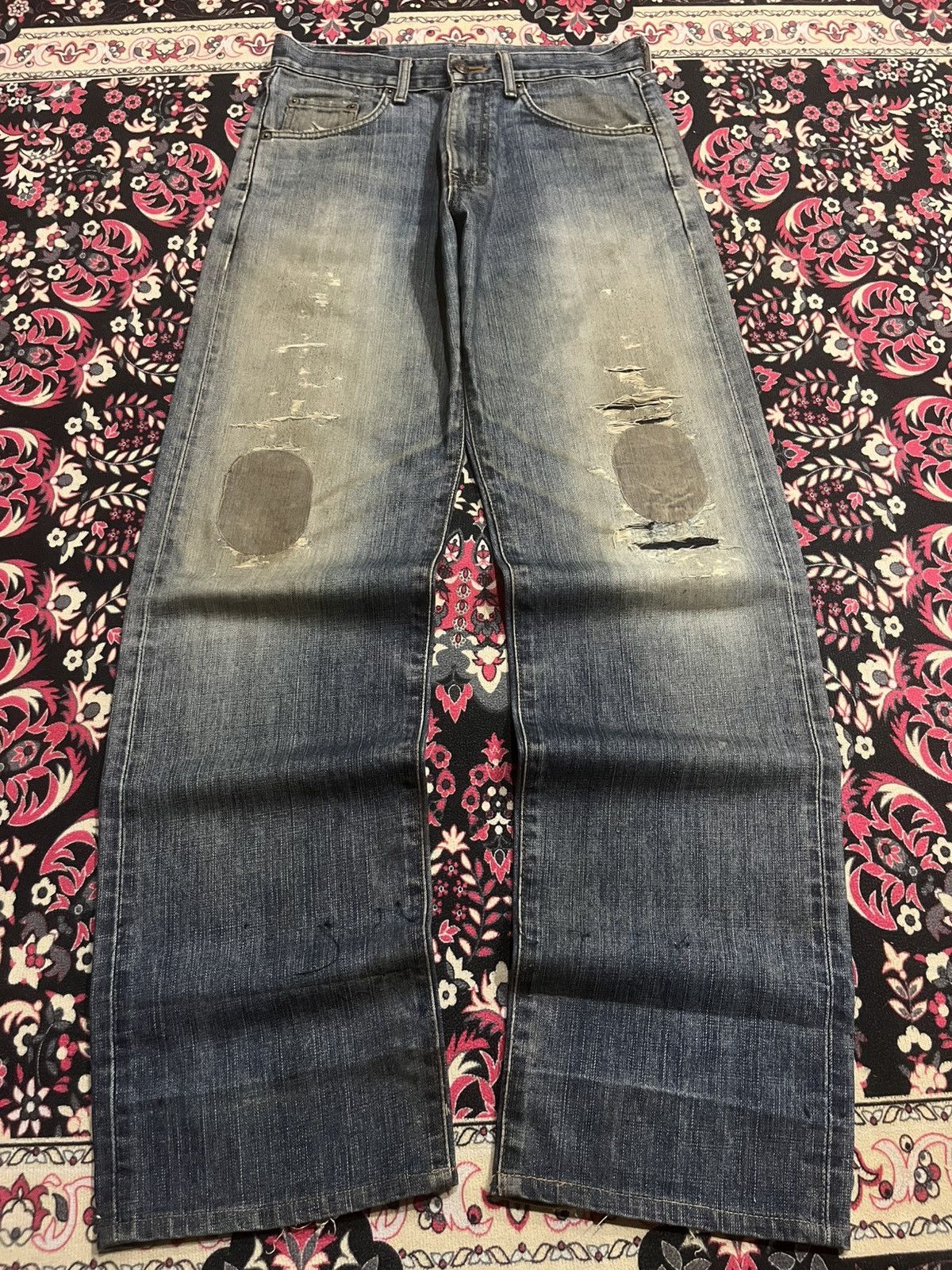 Kapital ⚡️Distressed⚡️Vintage Edwin 503w Blue Washed Ripped Patch Jean Size US 28 / EU 44 - 1 Thumbnail