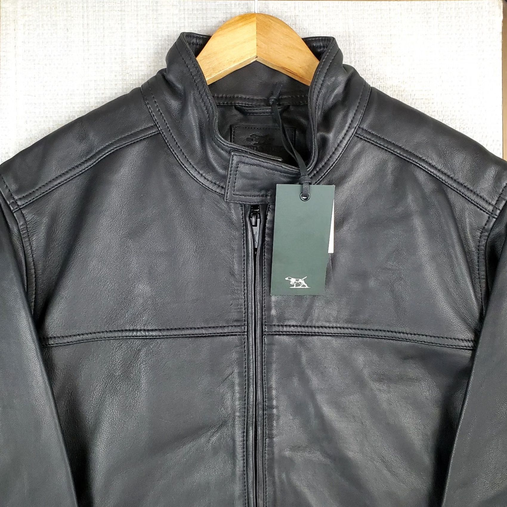 Rodd & Gunn RODD & GUNN Trucker Jacket Mens 2XL Leather Black Full Zip 100% Calfskin Stand-Up Collar Motorcycle Style Size US XXL / EU 58 / 5 - 3 Thumbnail