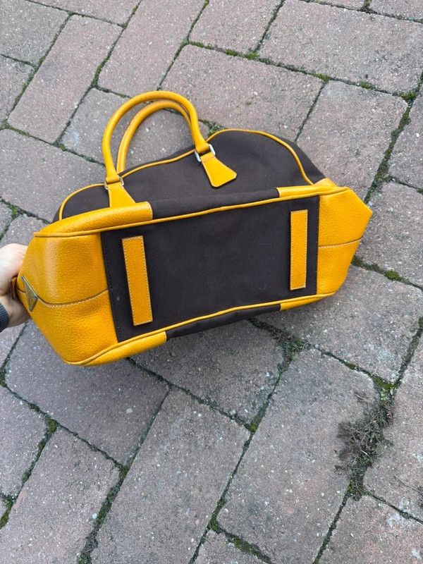 Prada Vintage 90s Prada Canvas Leather Bowling Bag Yellow Size ONE SIZE - 4 Thumbnail