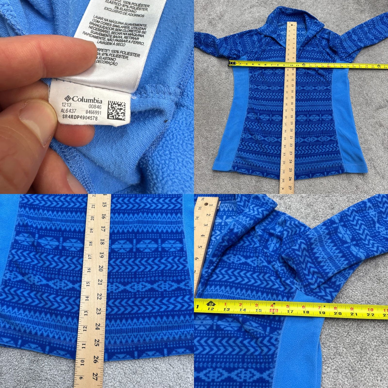 Vintage Columbia Sweatshirt Womens Medium Blue Geometric Aztec 1/4 Zip Pullover Jacket Size M / US 6-8 / IT 42-44 - 8 Thumbnail