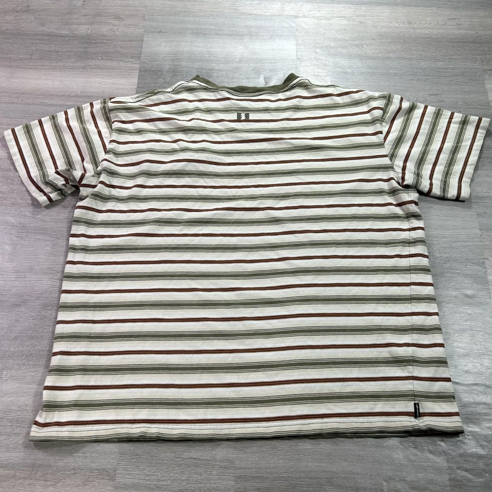 The Hundreds The Hundreds Shirt Mens Large White Green Brown Striped Logo Crewn Tee Size US L / EU 52-54 / 3 - 2 Thumbnail