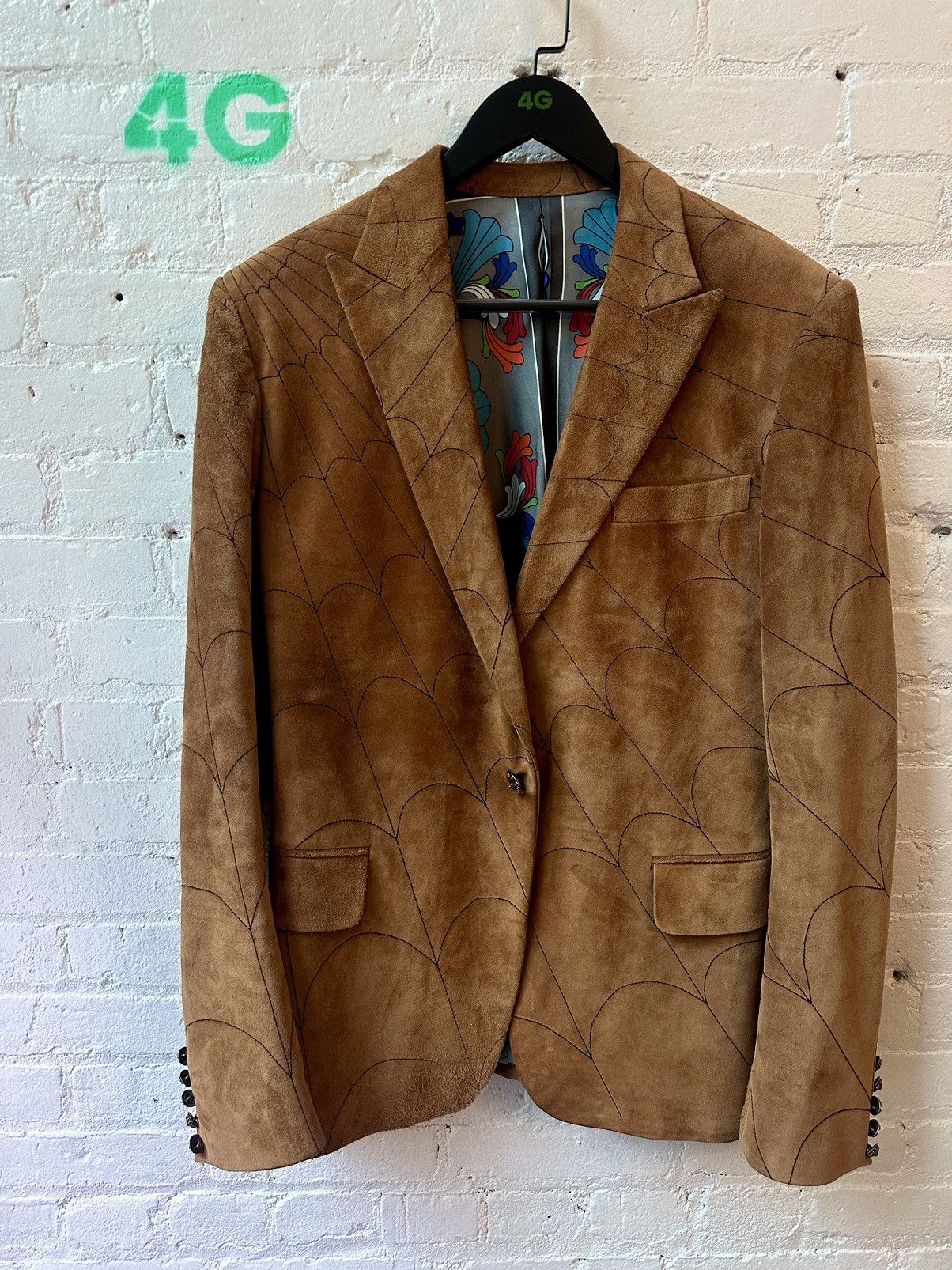 Chrome Hearts 1 of 1 CHROME HEARTS COUTURE SUEDE LEATHER SPIDER WEB SUIT Size 40R - 4 Thumbnail