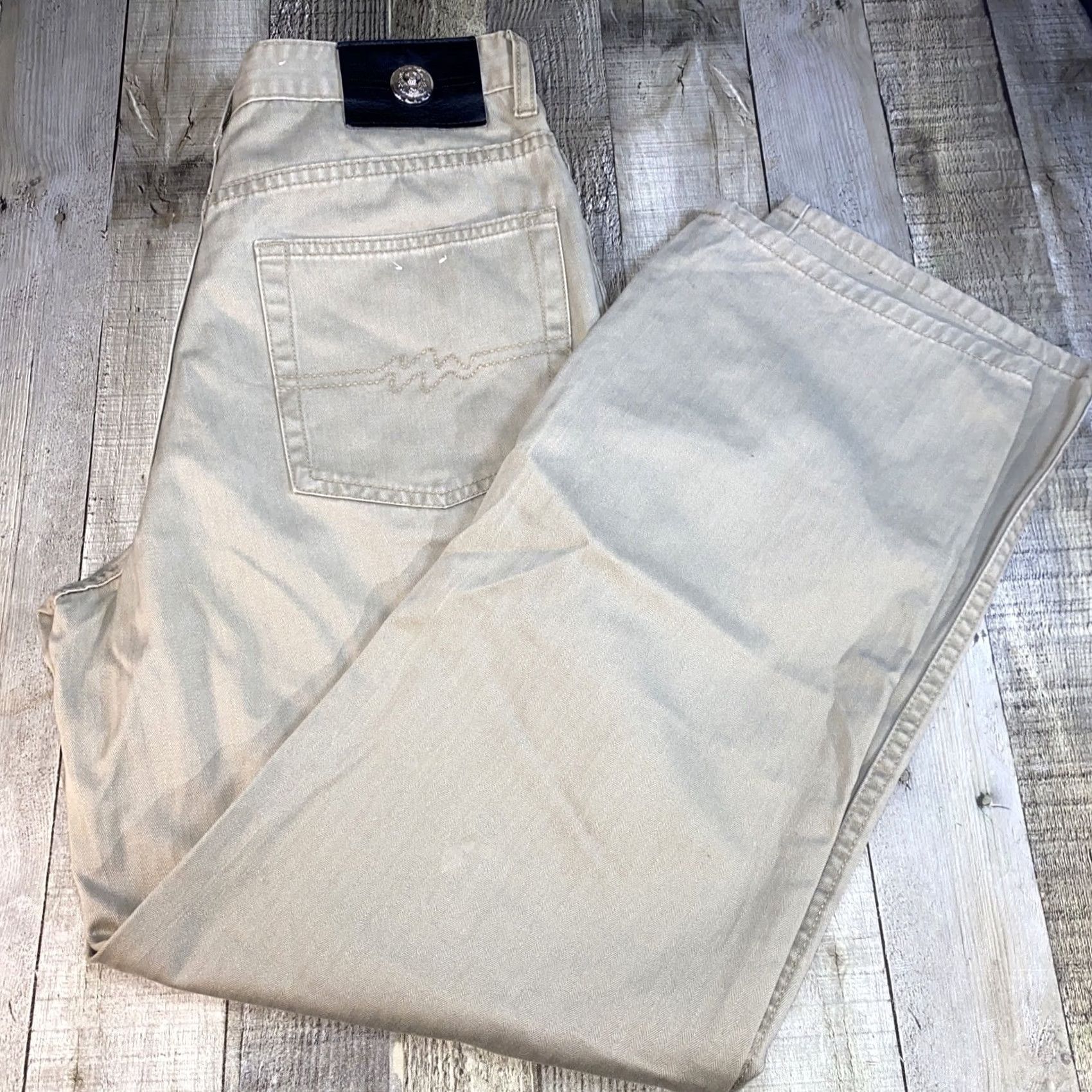 Vintage MAXINI Jeans Chino Pants Zipper Fly 100% Cotton Men’s Actual Size 31x29 Beige 5-Pocket Design Regular Men Size US 31 - 2 Thumbnail