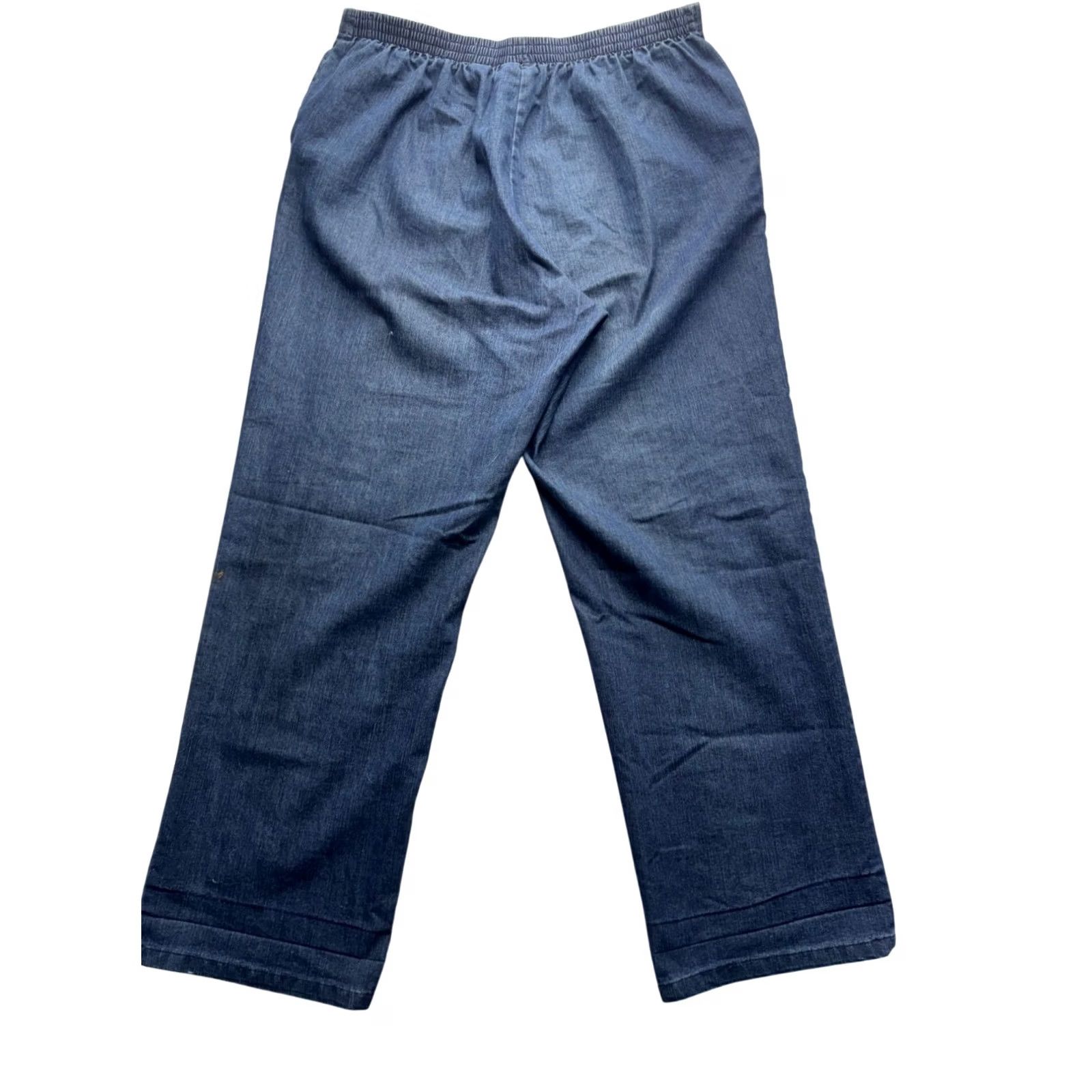 Vintage Alfred Dunner Denim Pants Wide Leg Pull-On Cotton Blend 14 Womens Dress Pants Blue Denim Vintage No (adjusted) Size 36" / US 14 / IT 50 - 2 Thumbnail