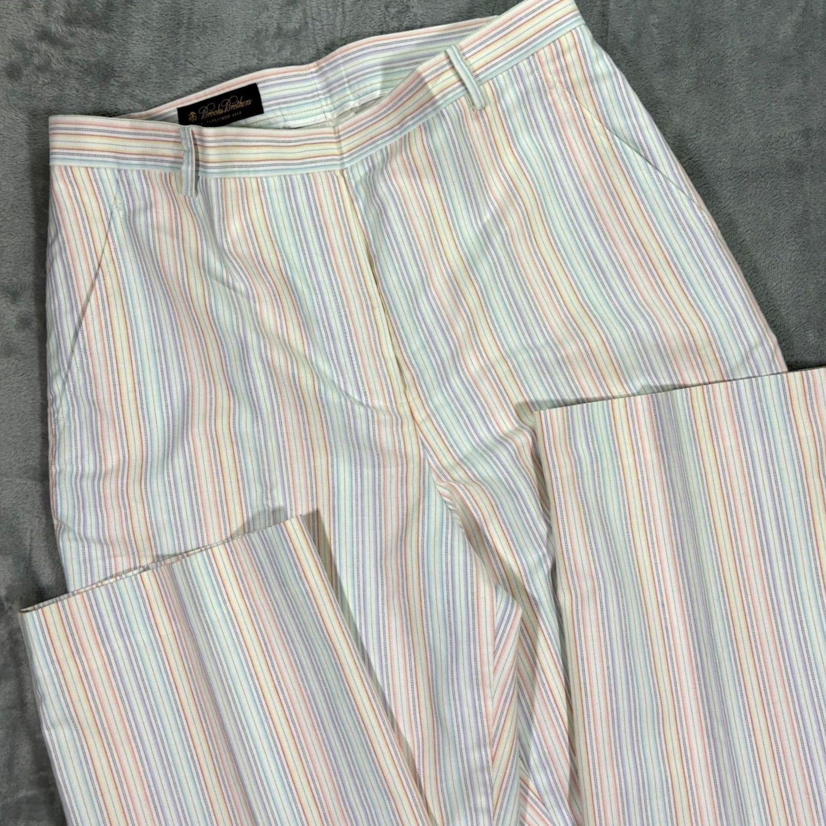 Brooks Brothers Brooks Brothers Women's Wide Leg Dress Pants Pastel Striped 12 Size 34" / US 12 / IT 48 - 3 Thumbnail