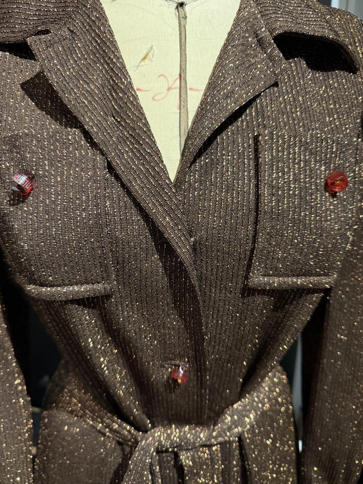 Danton Dalton Vintage 70s Brown Metallic Knit Button-Up Maxi Dress Size S / US 4 / IT 40 - 4 Thumbnail