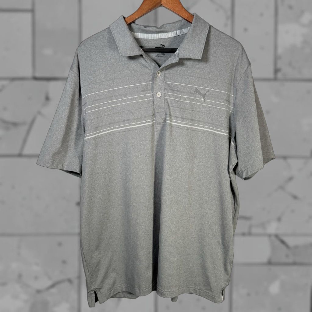 Puma Puma Gray Striped Athletic Polo Shirt Mens XL Size Regular Size US XL / EU 56 / 4 - 1 Thumbnail
