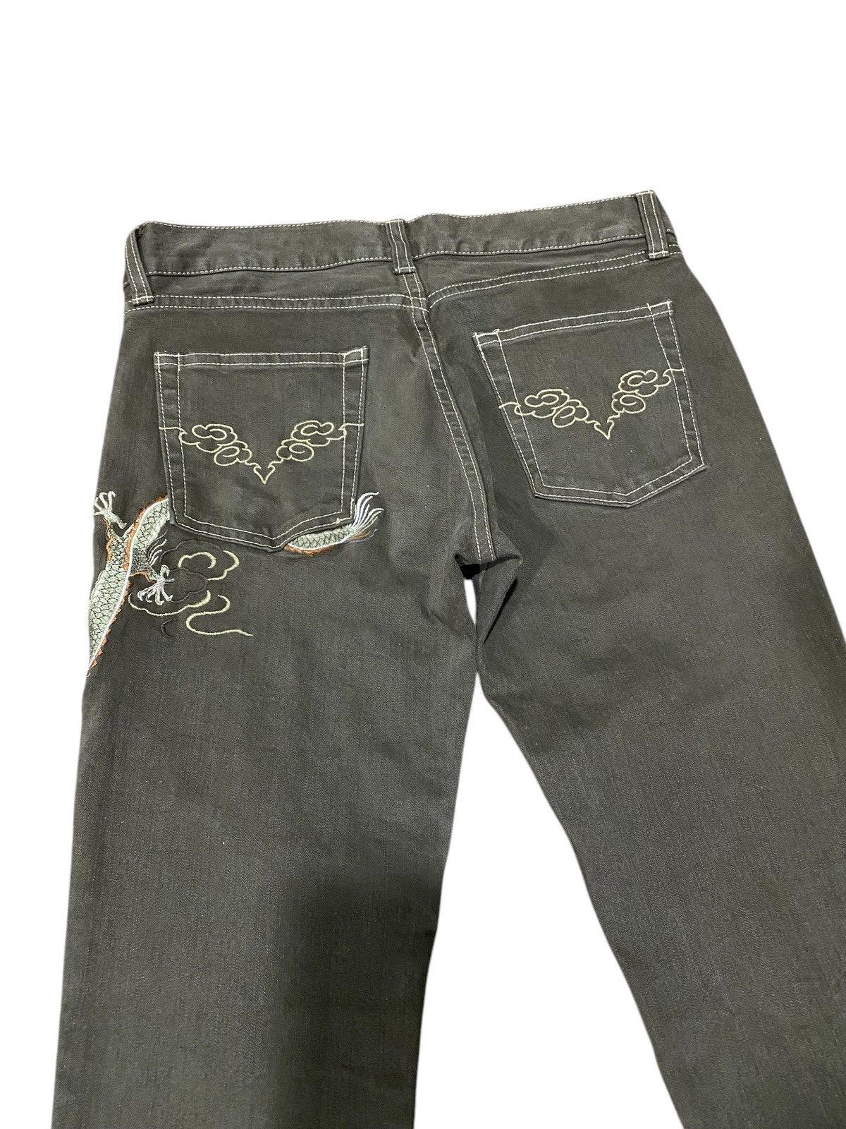 Japanese Brand × Vintage × Vivienne Tam Vintage 90s Vivienne Tam Dragon Embroid Flared Jeans Size 29" - 4 Thumbnail